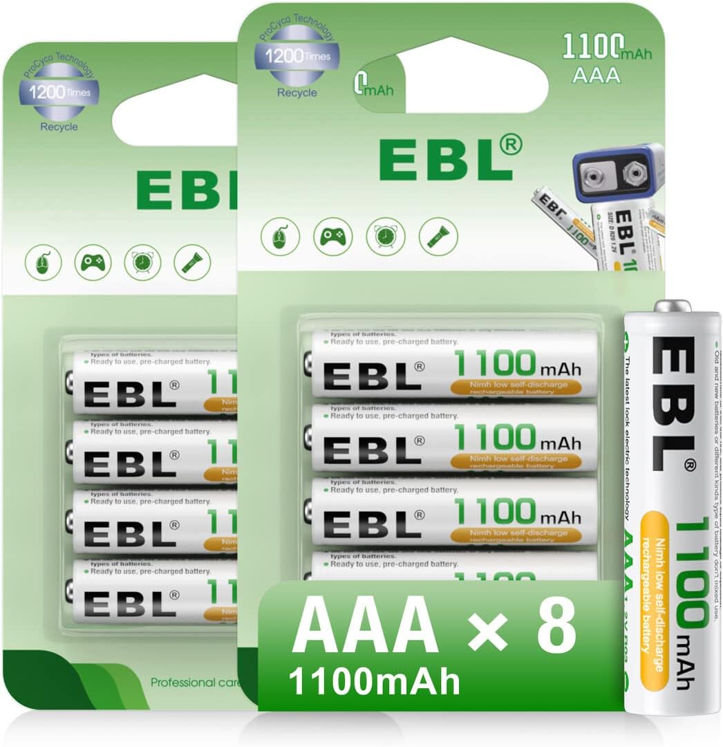 EBL AAA Rechargeable Batteries 1100mAh Ready2Charge Triple A NiMH Battery, Retai...