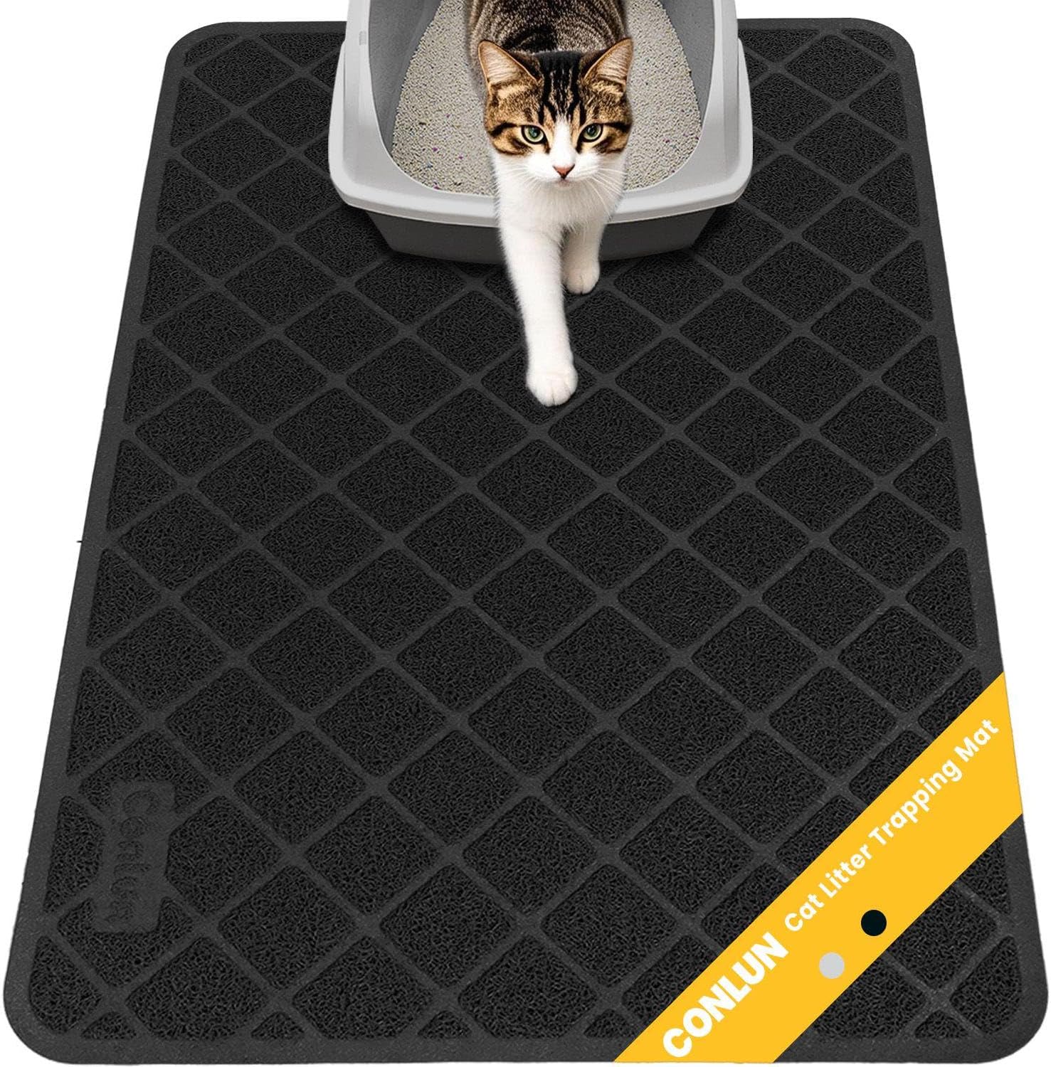 Conlun Cat Litter Mat Litter Trapping Mat, 89 x 58 cm Cat Litter Tray Mat, Premi...