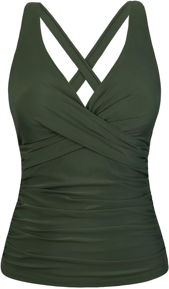Hilor Women's Tankini Top, Special Underwire Bikini for Tummy Control, Stylish S...