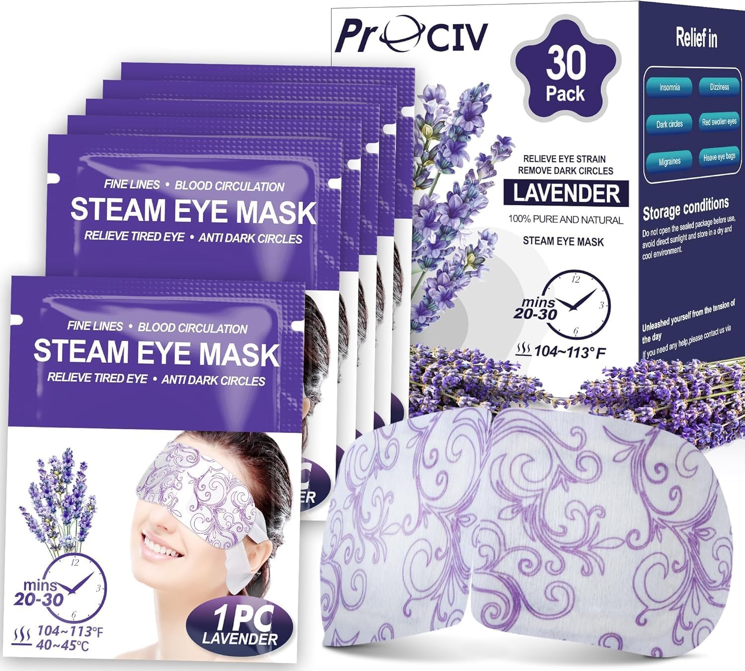 Steam Eye Mask 30 Packs Warming Eye Mask Self Heating Eye Mask Sleep Mask Heated...