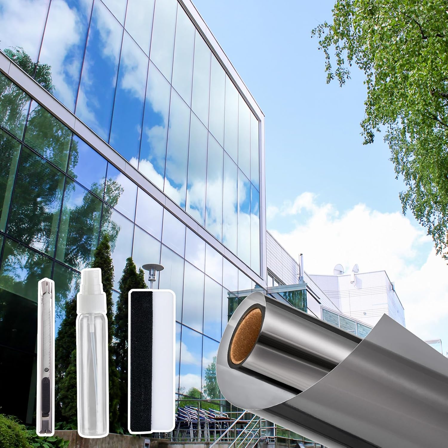 Lifetree One Way Window Film with 3 Tool, Reflective Mirror Window Film Privacy...