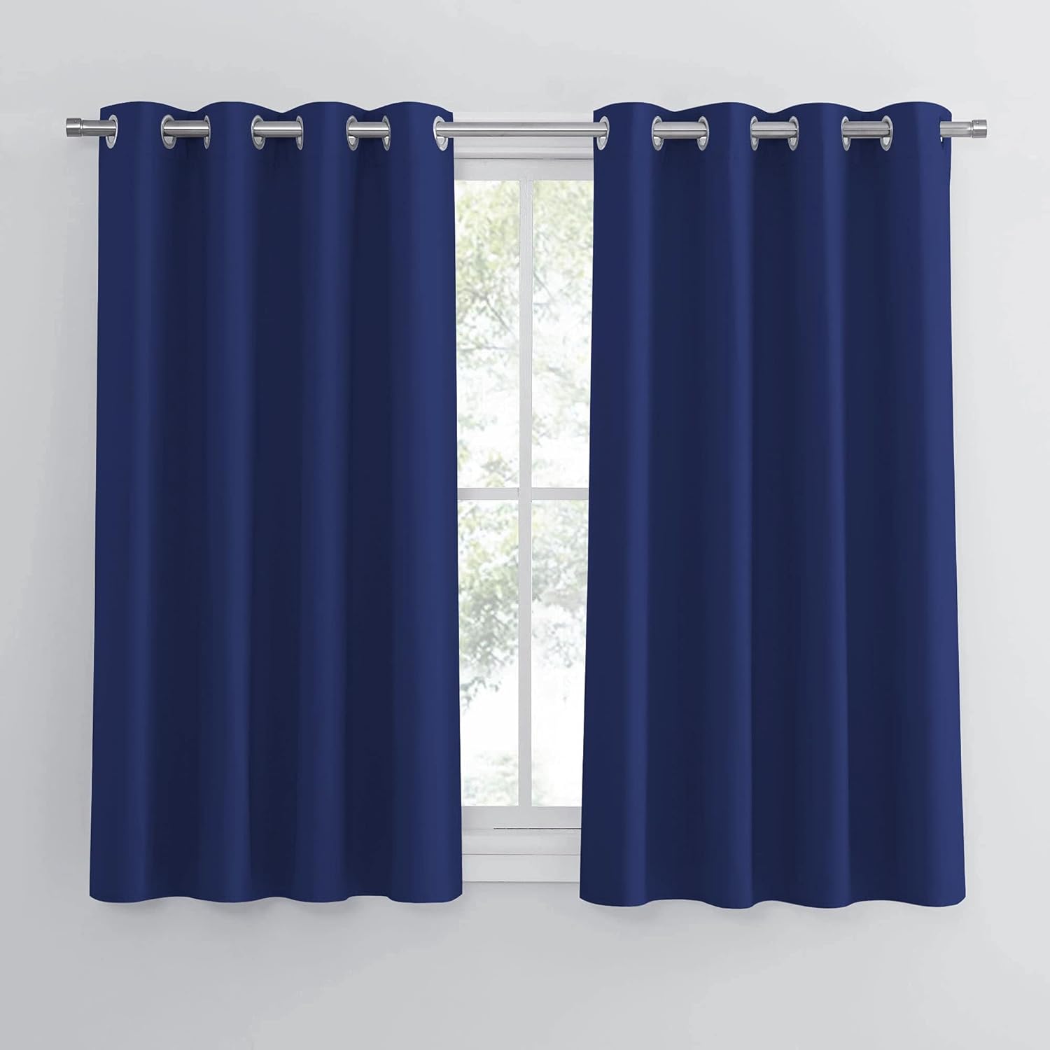 PONY DANCE Blue Curtains, Special Thermal Blackout Eyelet Curtains, Unique Short...