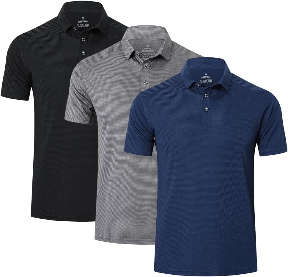 HUAKANG Mens Polo Shirts, Special Short Sleeve Sports Tee, Innovative Breathable...