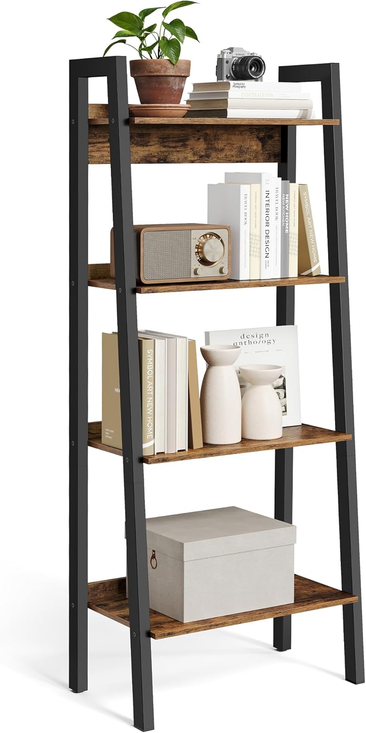 VASAGLE Ladder Shelf, Exceptional Narrow Bookshelf, Eye-Catching Shelf for Home...