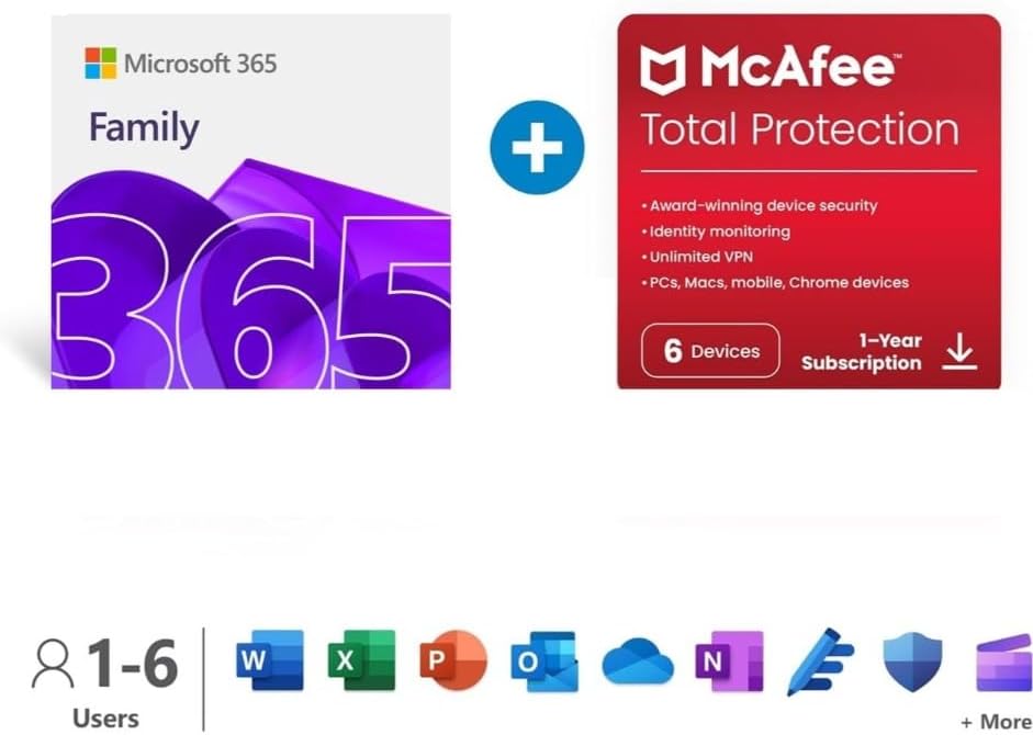 Microsoft 365 Family | 12 Months | Up to 6 people | AI Office Apps + up to 6 TB...