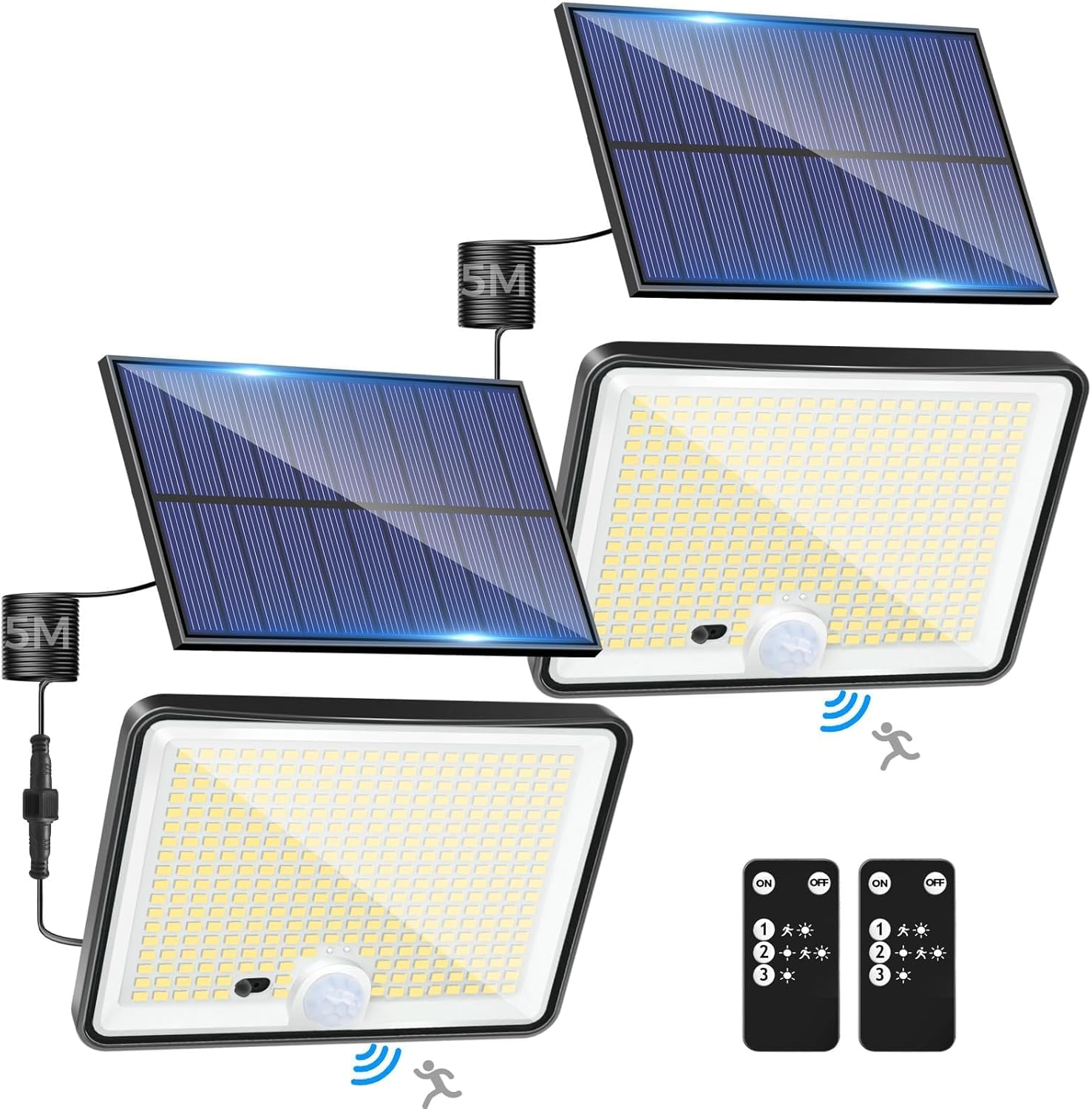 LOTMOS 2 Pack Solar Lights Outdoor, 342LED Remote Solar Security Lights Outdoor...
