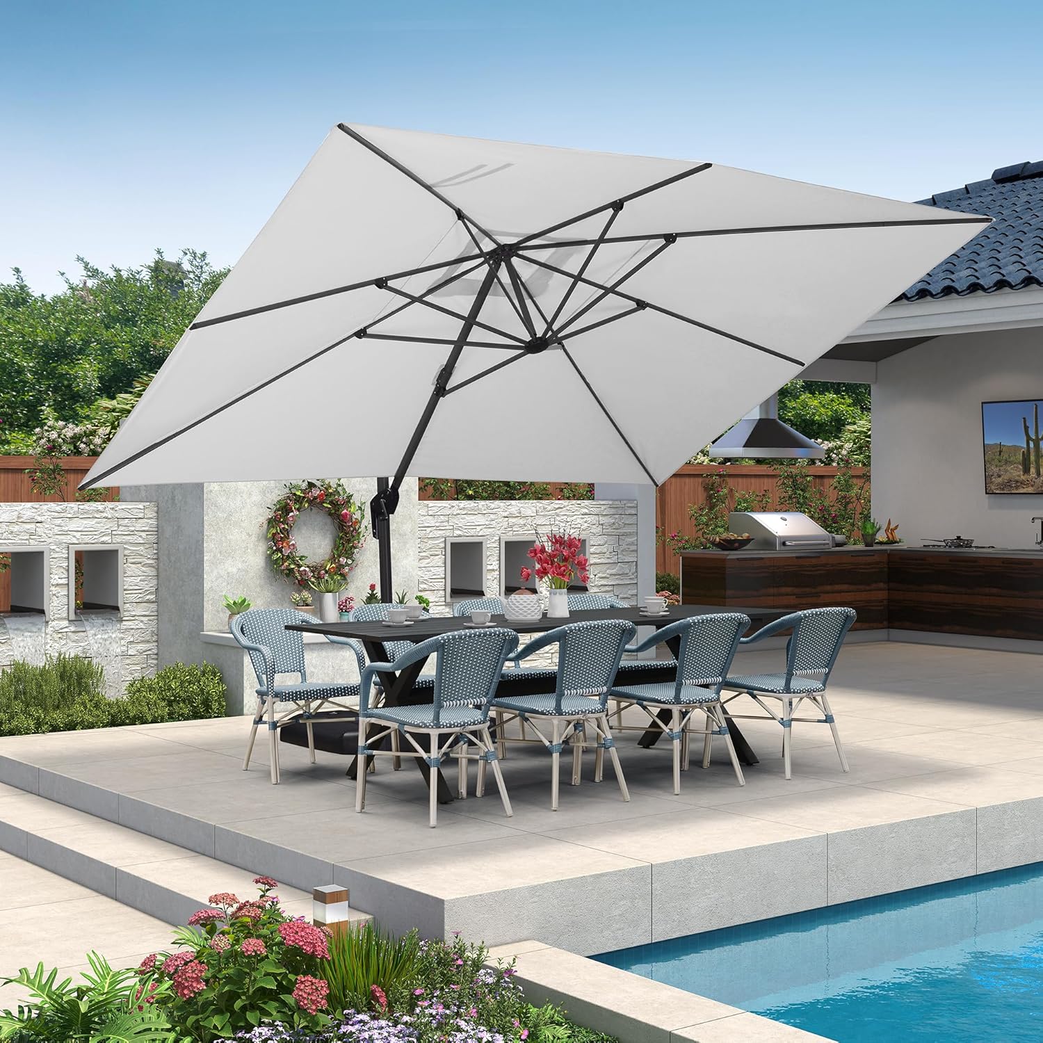 High-Quality PURPLE LEAF Patio Umbrella, Special Outdoor Cantilever Rectangle Um...