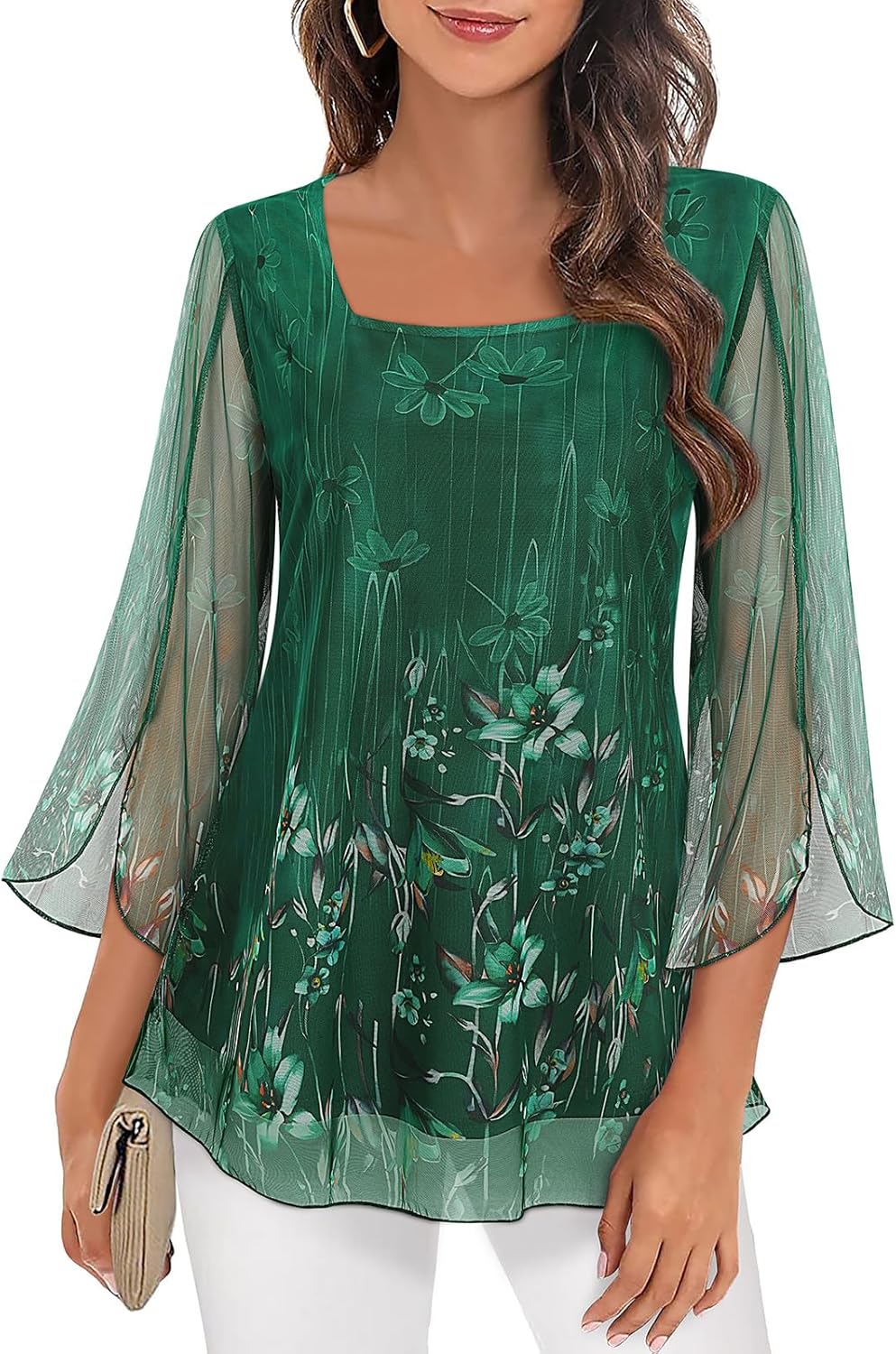 Syphiby Womens Blouses, Special Ruffle 3/4 Sleeve Tunic Tops, High-Quality Loose...