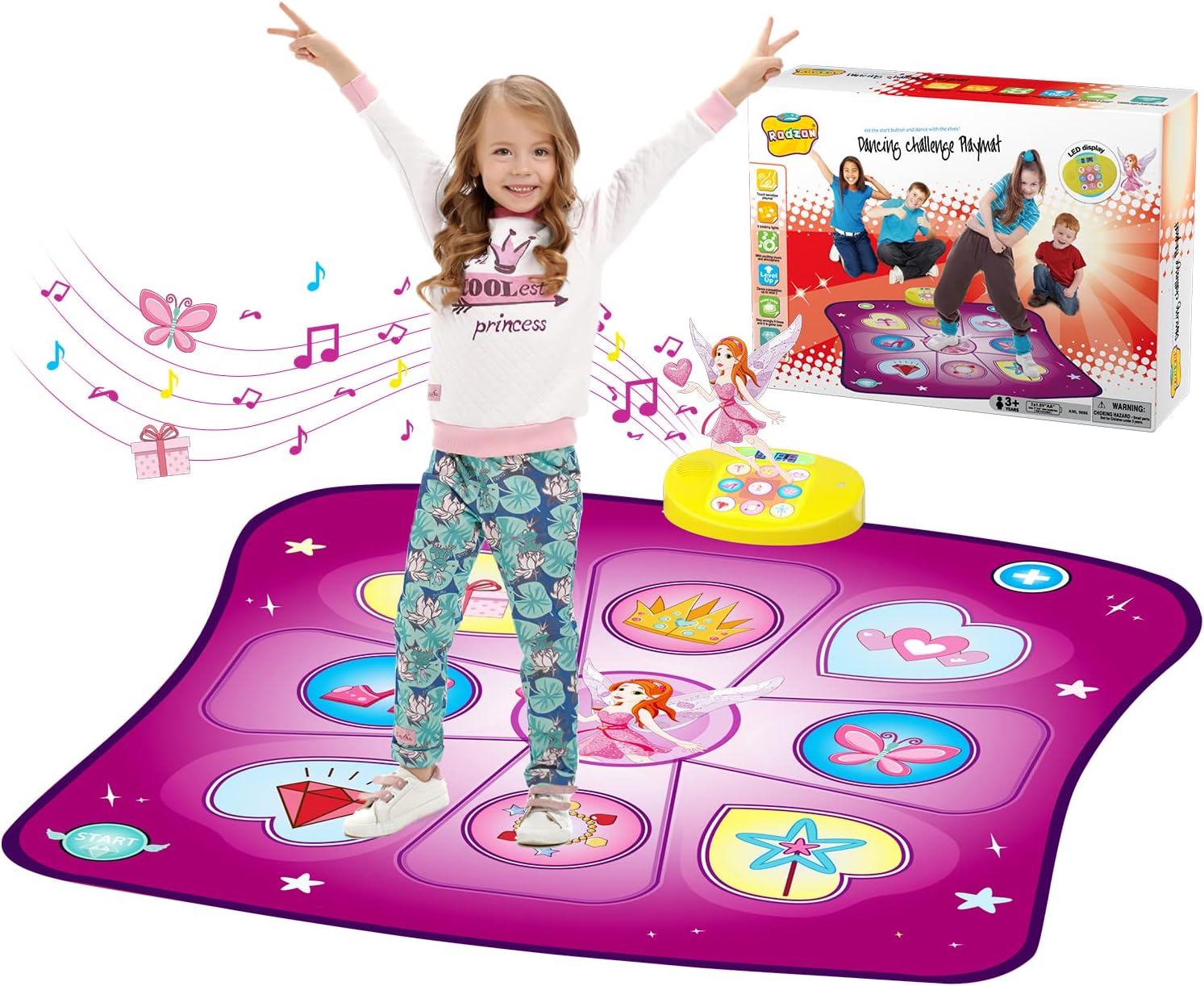 Dance Mat Toys for Girls, Play Mat with LED Lights, Adjustable Volume, 3 Game Mo...