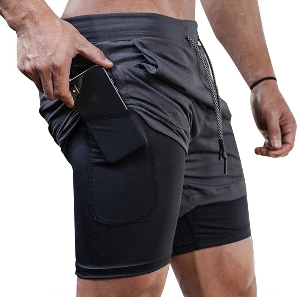 Superora Mens Running Gym 2 in 1 Sports Shorts Breathable Outdoor Workout Traini...