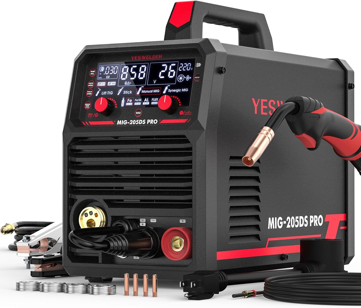 YESWELDER MIG-205DS PRO MIG Welder, 200Amp 110/220...