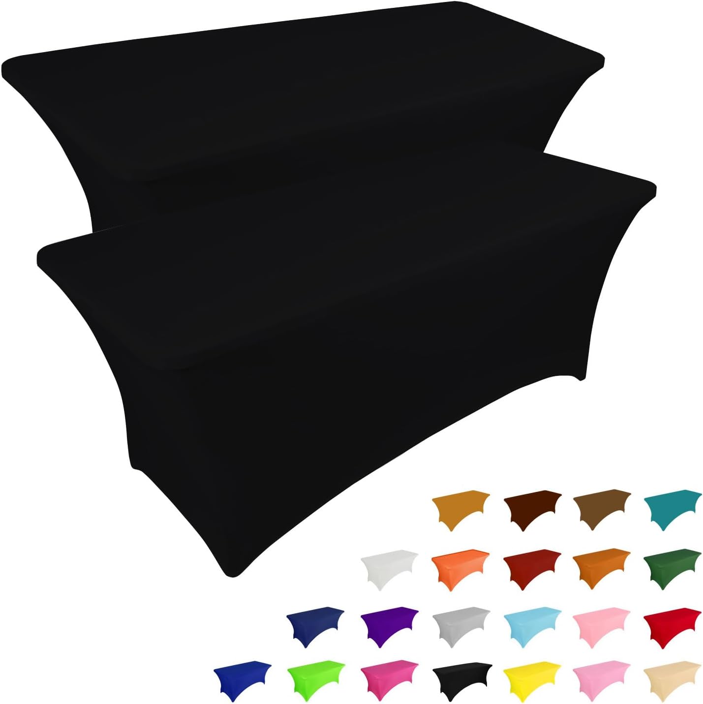 IVAPUPU 2 Pack 6FT Table Cloth for Rectangular Fitted Events Stretch Black Table...