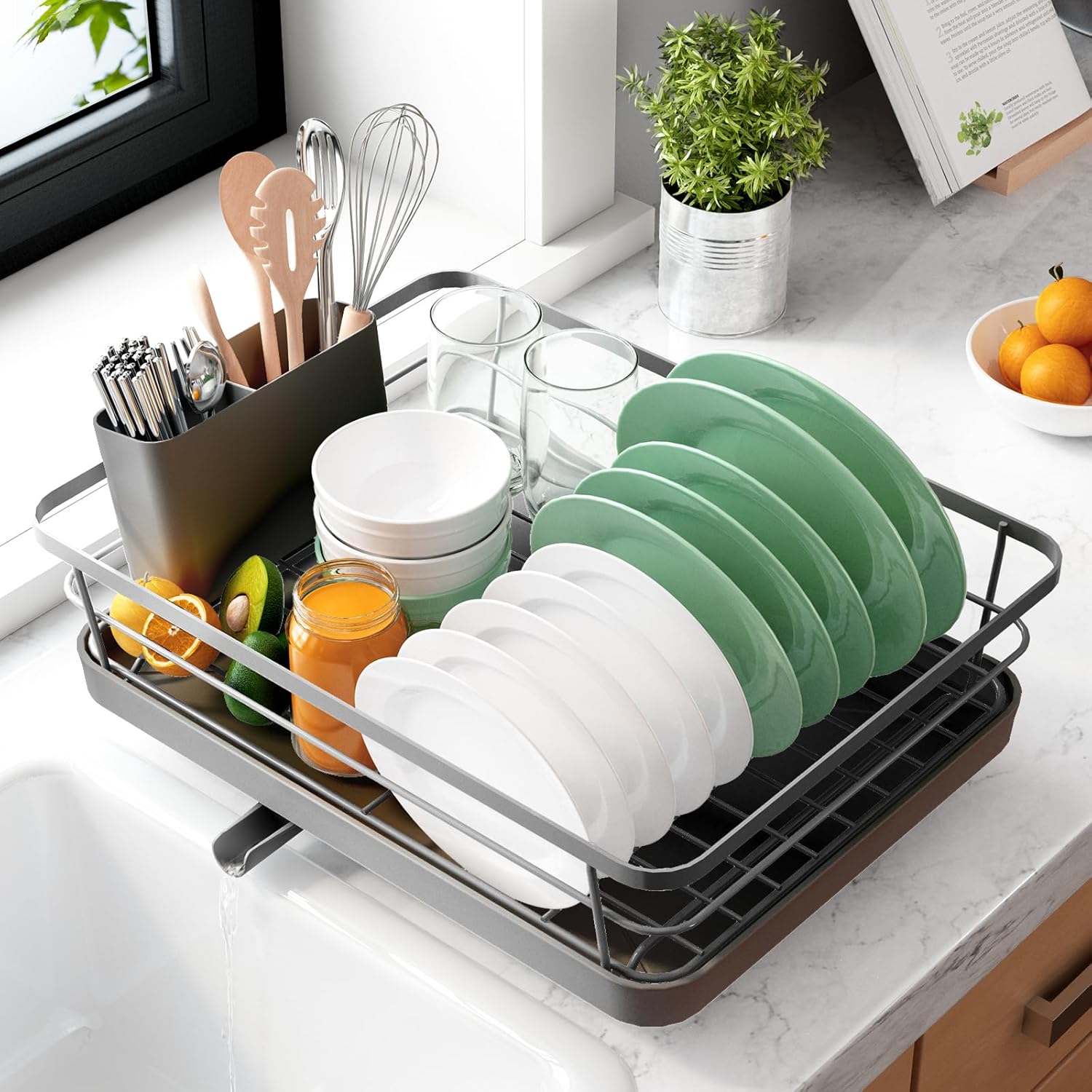 Kitsure Dish Drying Rack- Space-Saving Dish Rack, Dish Racks for Kitchen Counter...