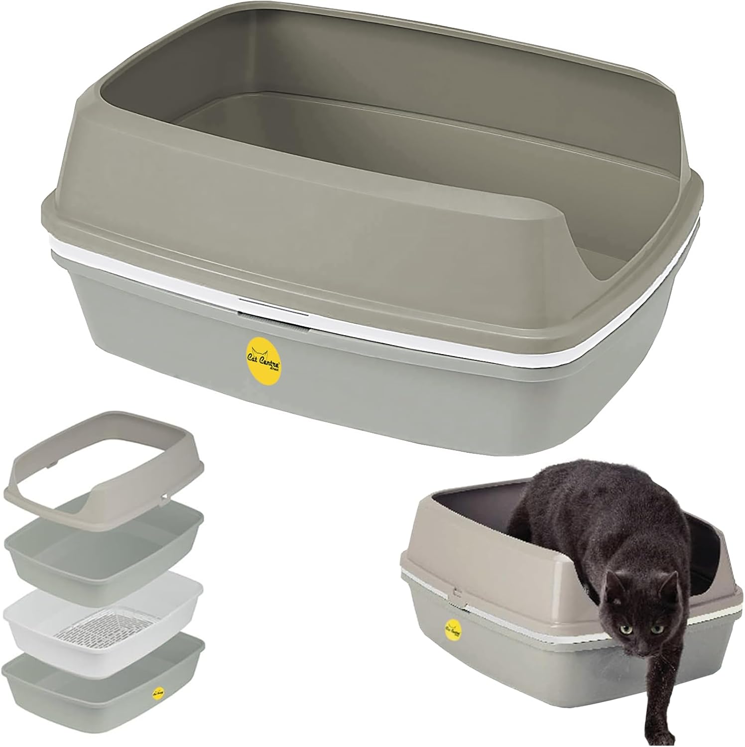 CAT CENTRE Sifting Cat Litter Tray Scoopless Toilet Box With Frame Pan Loo