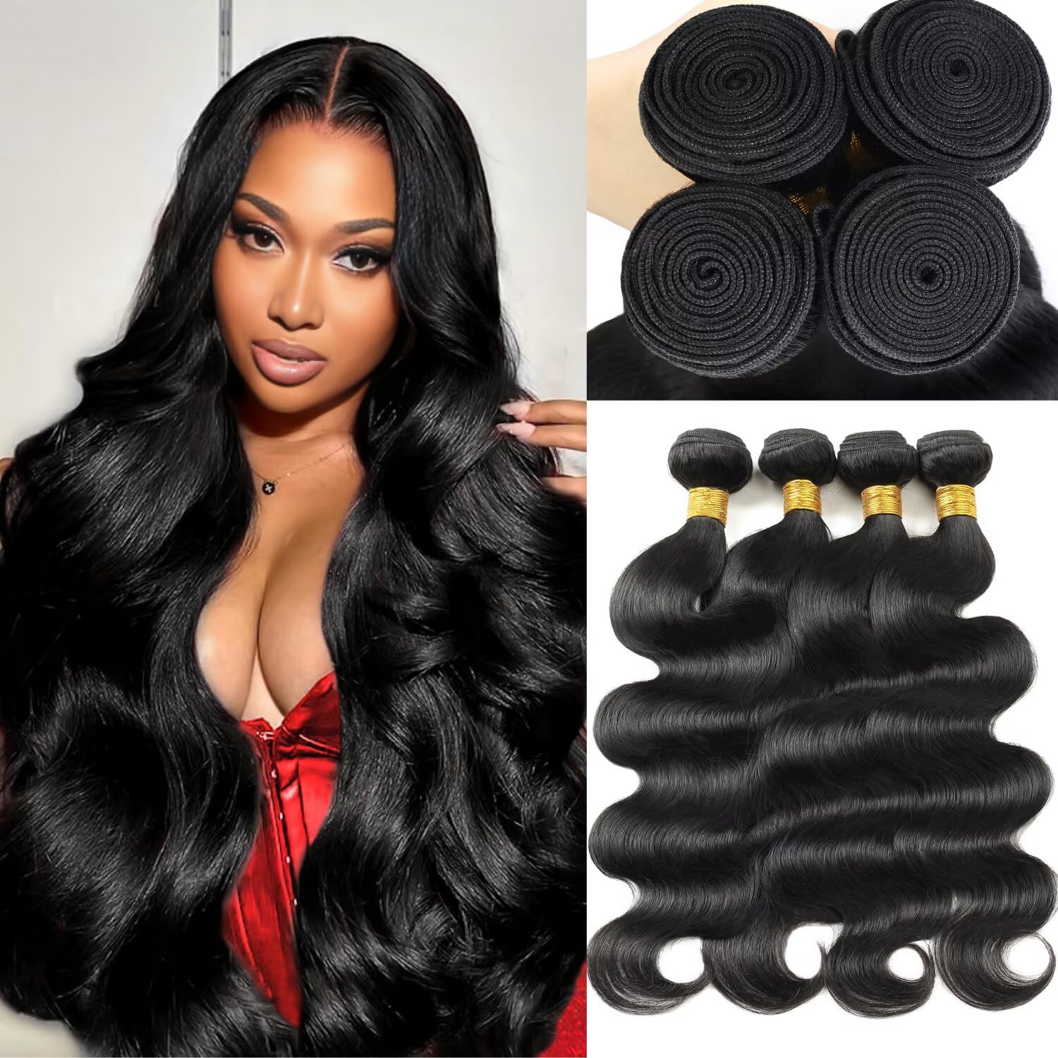 12A Human Hair Bundles 22 24 26 28 Inch Body Wave Bundles Human Hair 100% Unproc...
