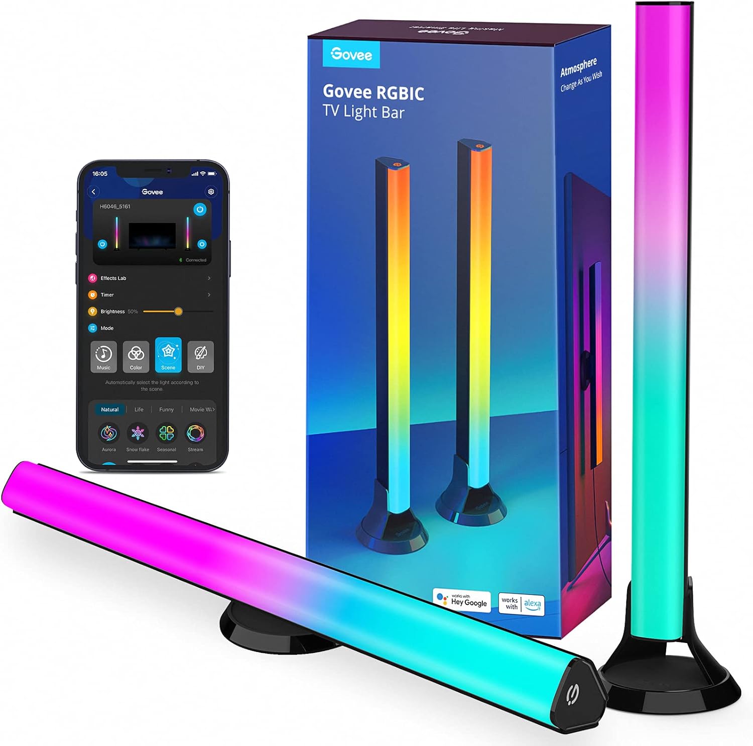 Govee RGBIC TV Light Bars, 38cm WiFi TV Backlight with Double Light Beads, Smart...
