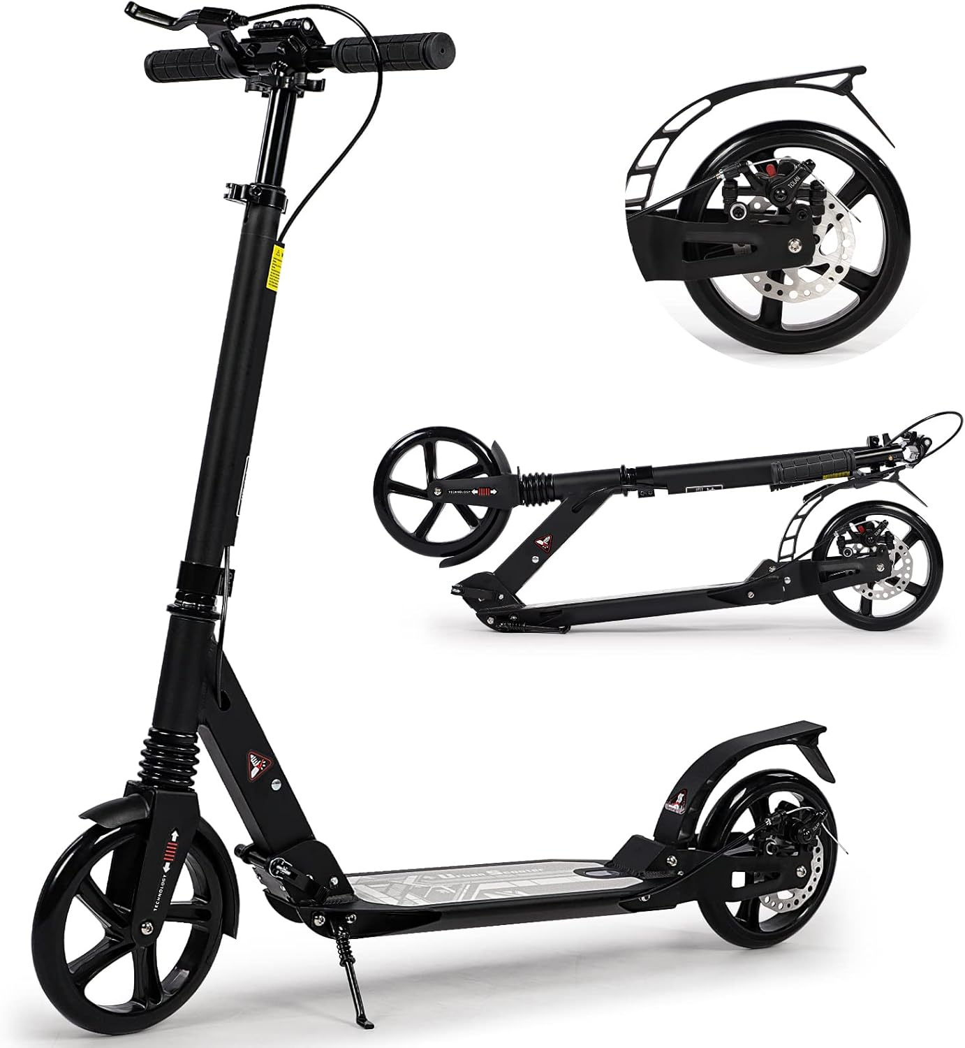 Kick Scooter for Kids Ages 8-12, 200mm Big Wheels Scooter for Adults with Disc B...