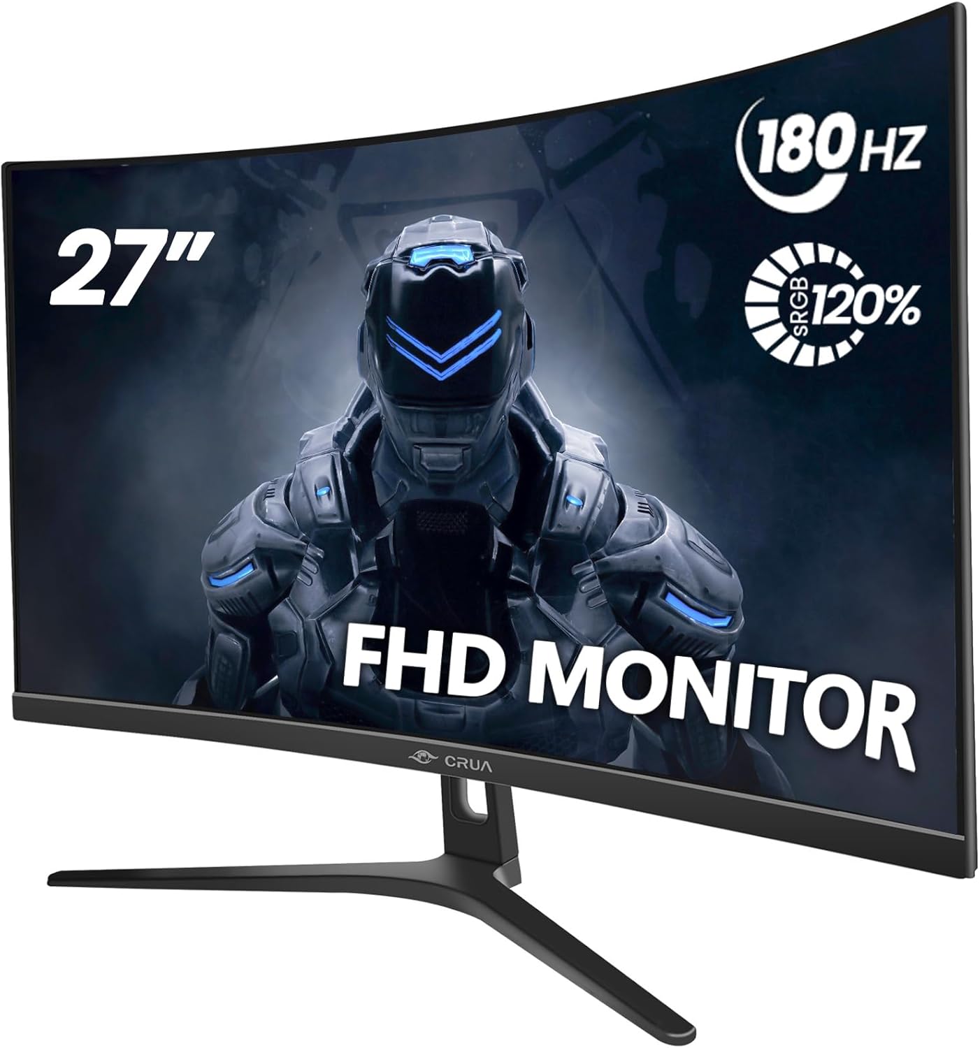 CRUA 27" Curved Gaming Monitor, FHD 1920x1080P, 144Hz/180Hz Computer Monitor, 18...