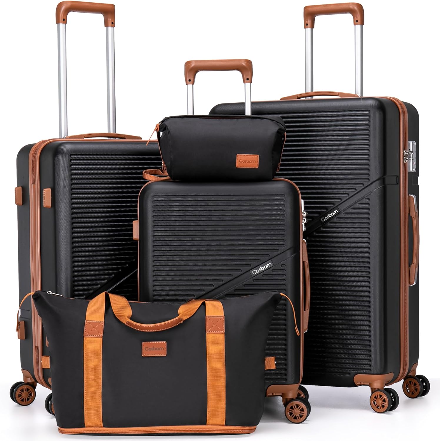 5-Piece Luggage Set 22x14x9 Airline Approved, ABS Hard Case Suitcases with Spinn...