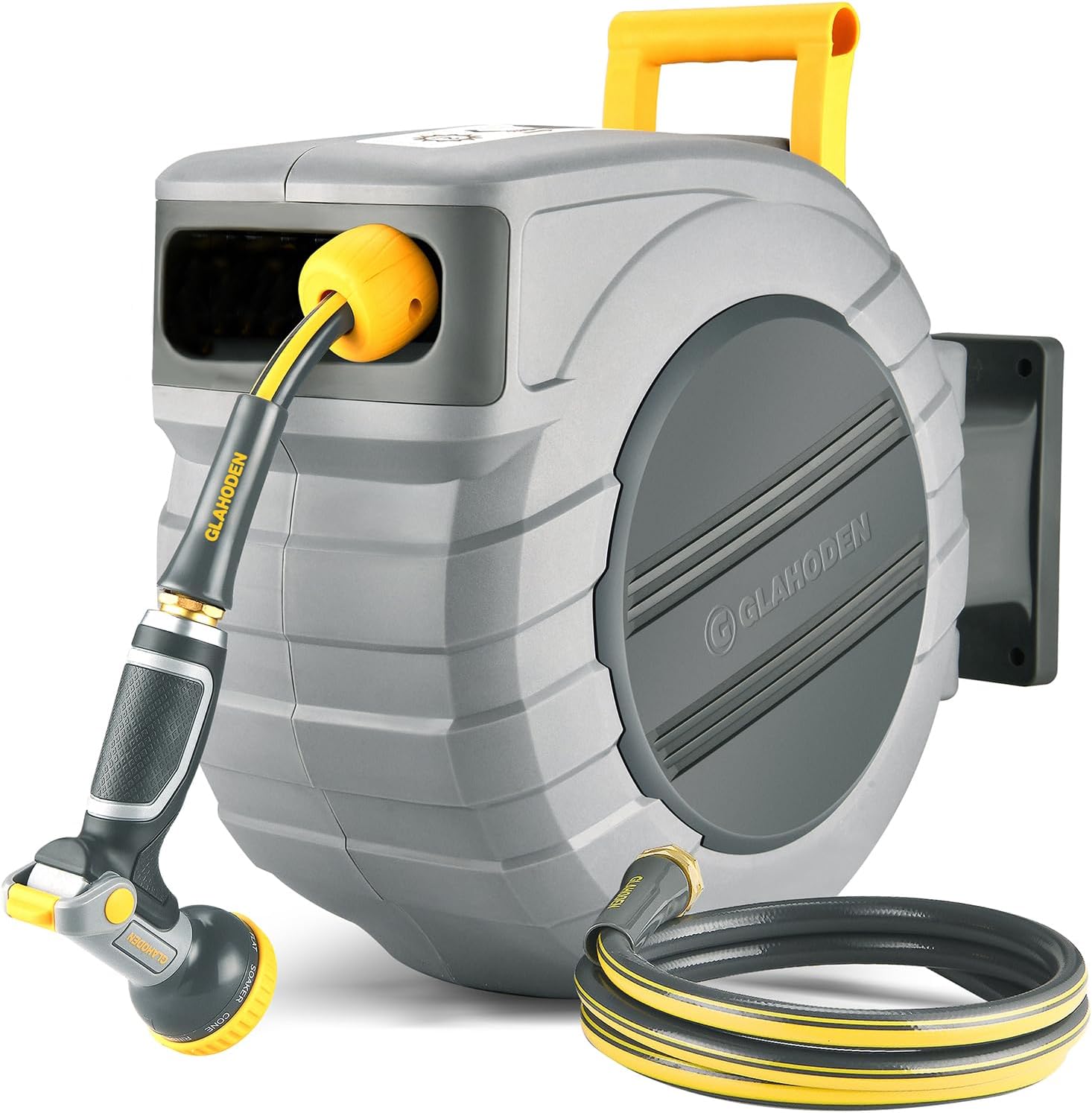 Retractable Garden Hose Reel 5/8 in x 100 ft Upgraded UV Resistant Heavy Duty Au...
