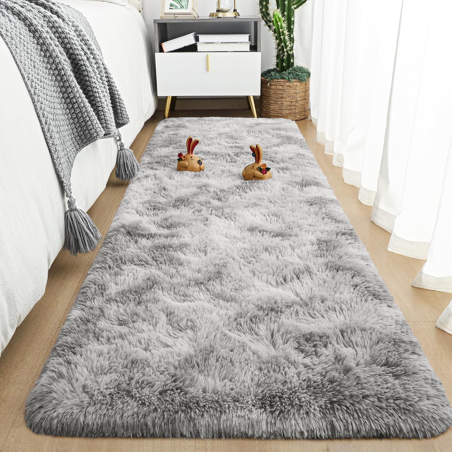 Aspire Homeware Rugs, Special Tie-Dye Light Grey Rugs for Bedroom, Innovative La...