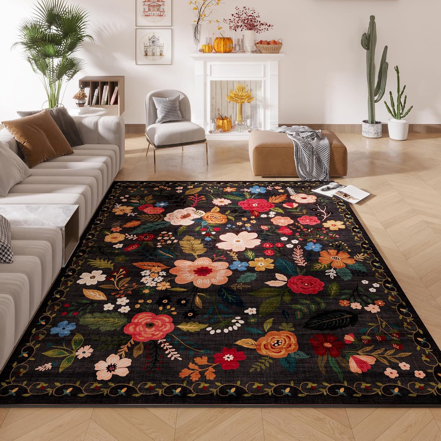 Premium Living Room Rug, Exquisite 5x7 Rug, Special Machine Washable Boho Area R...