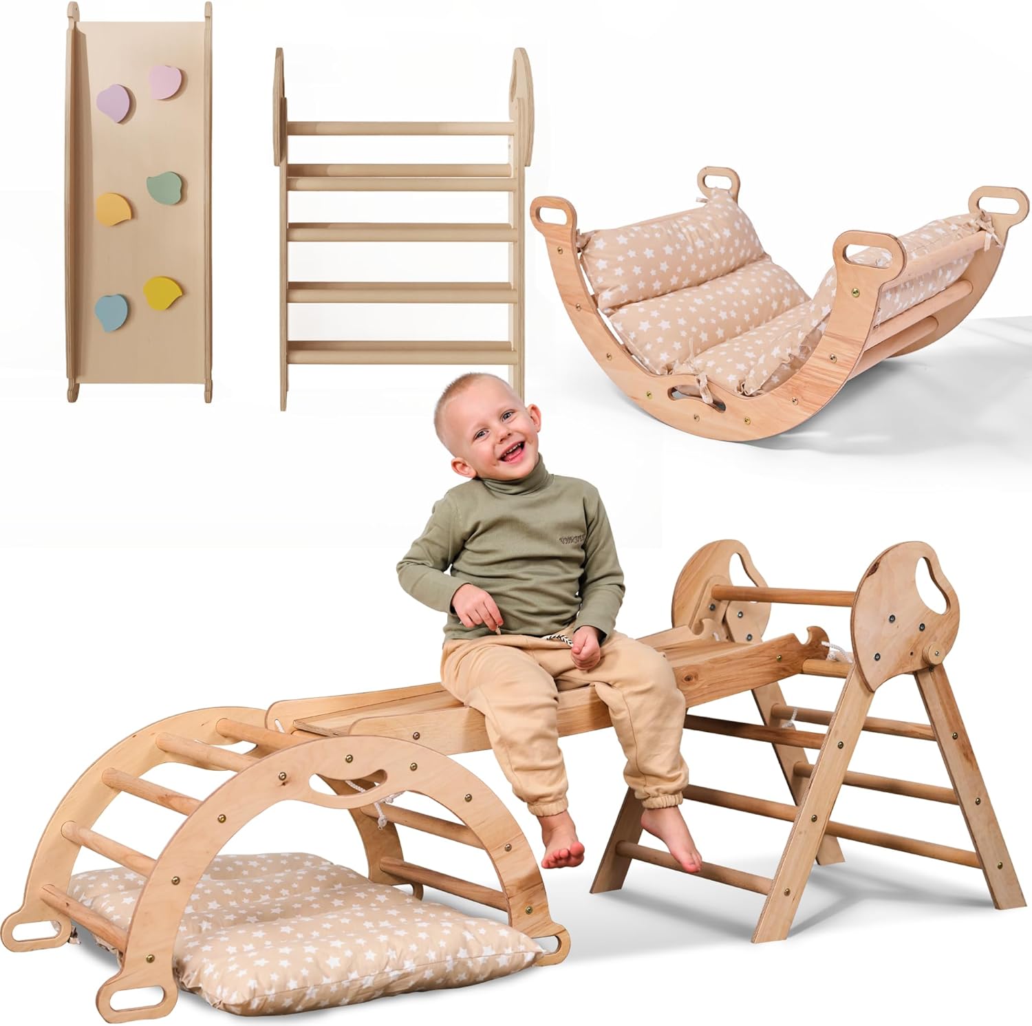 5-in-1 Indoor Climbing Frame, Unique Climbing Ladder for Toddlers, Innovative Cl...