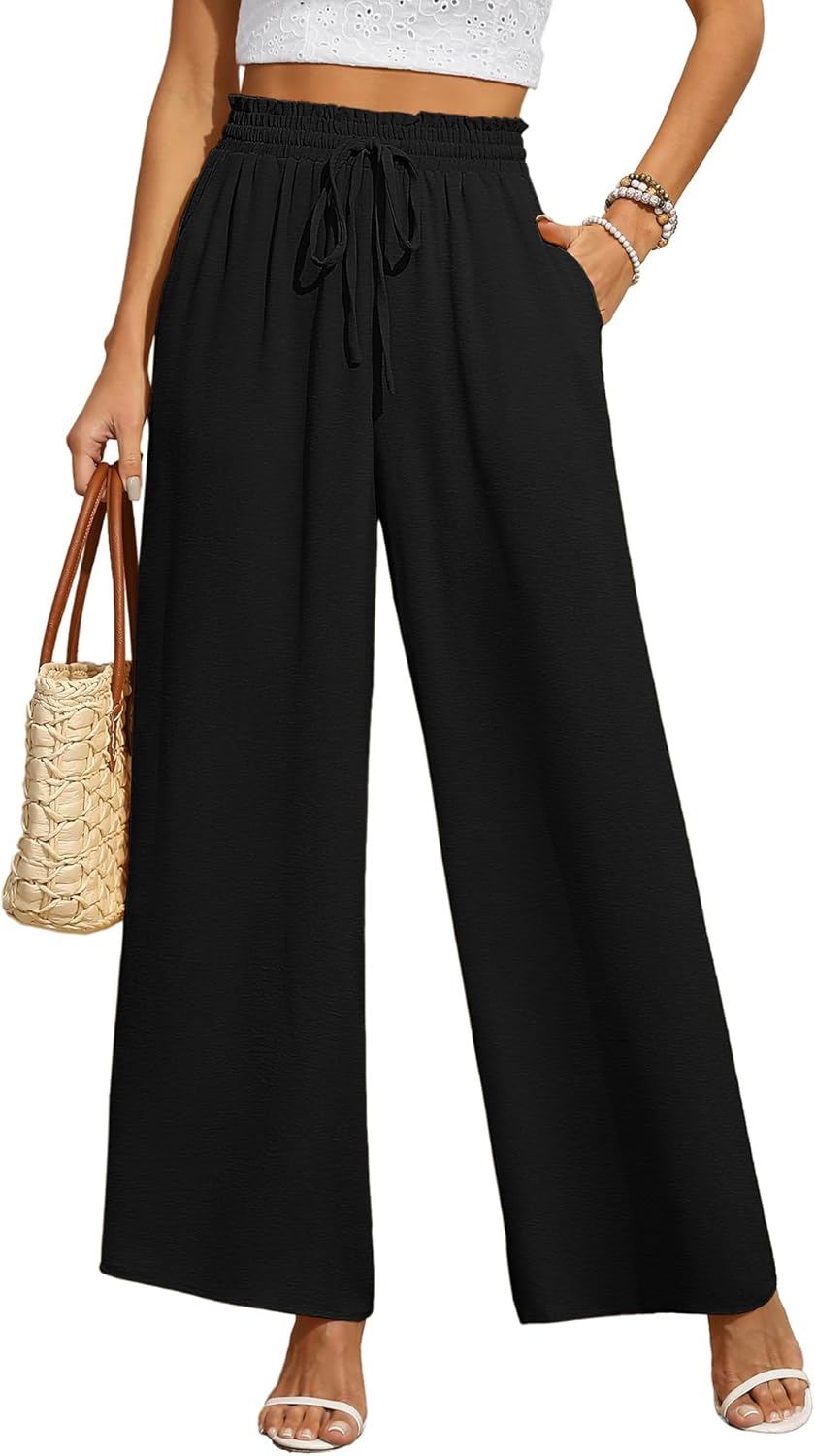 BEIGAI Women Trousers, Elegant High-Quality High Waist Pants, Unique Wide Leg La...