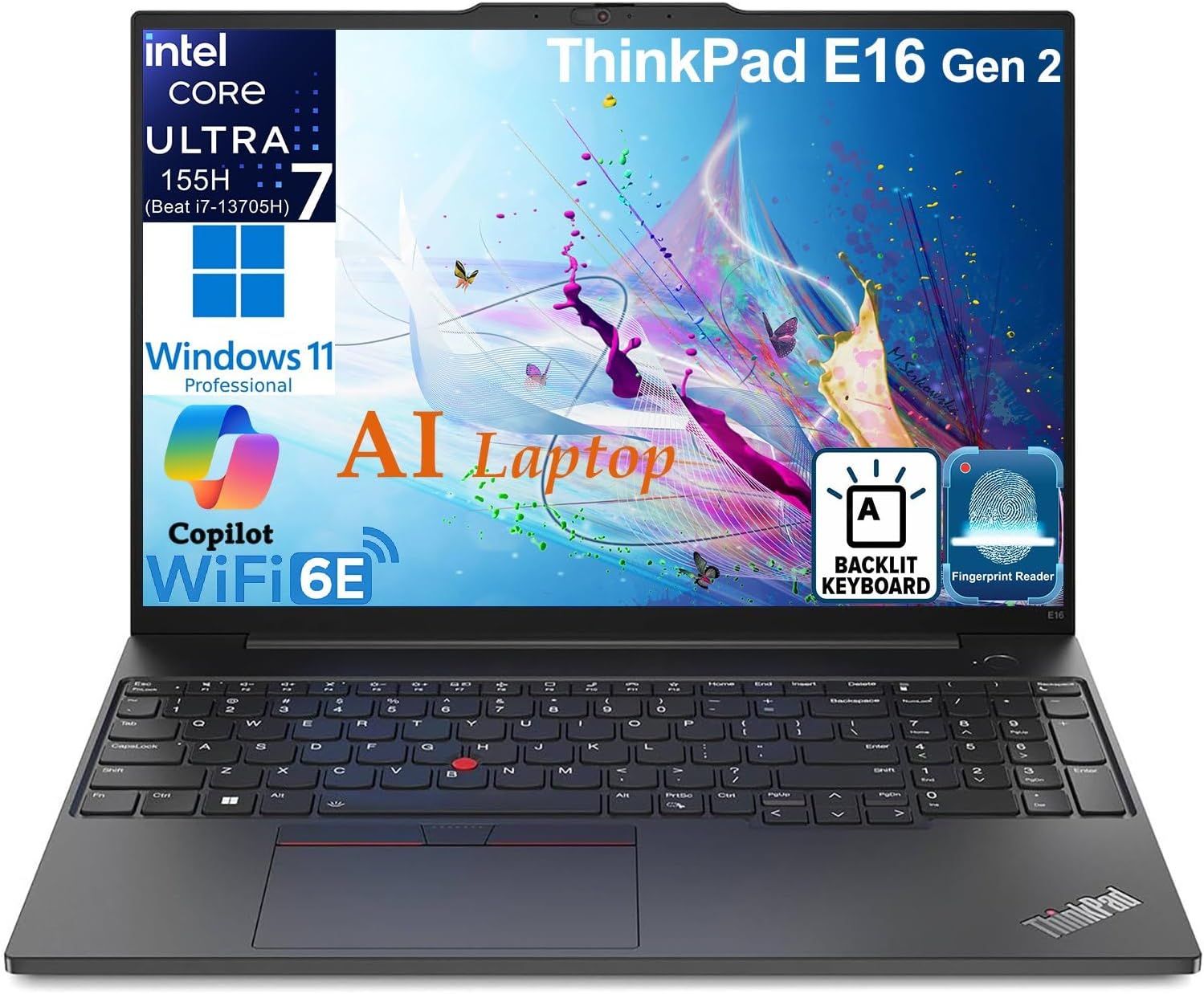 Lenovo ThinkPad E16 G2 Business Laptop Computer, Intel 16-Core Ultra 7 155H (Bea...