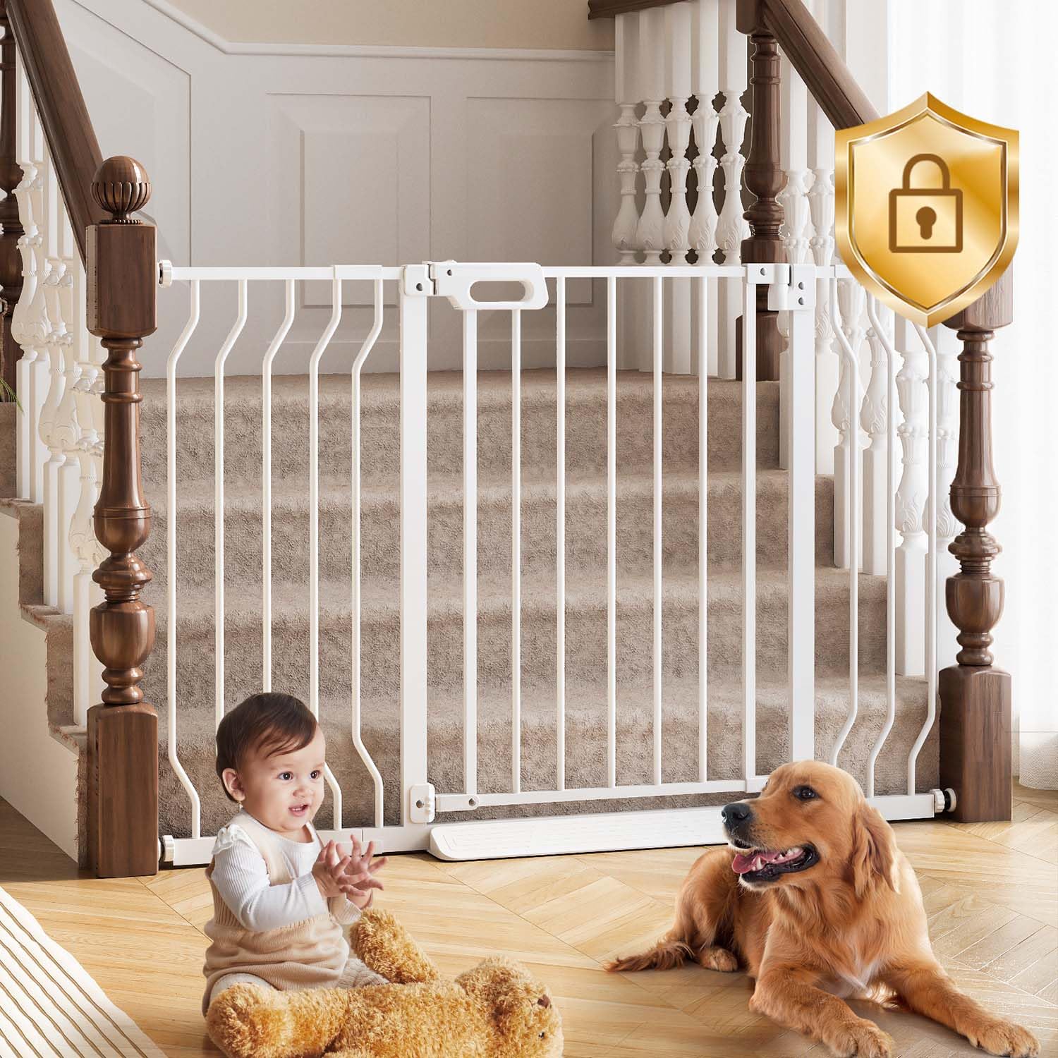 Mom's Choice-GROWNSY Baby Gate for Stairs, 29.5"-48.4" Pressure Mounted Baby Gat...