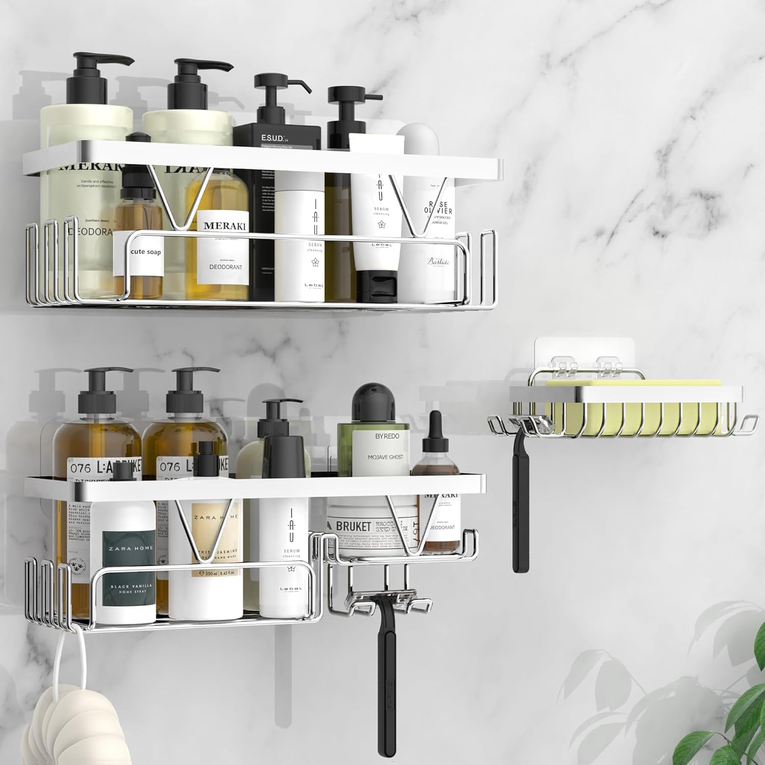 Kegii Shower Caddy Organiser with Soap Holder, Shower Shelf No Drilling, Adhesiv...