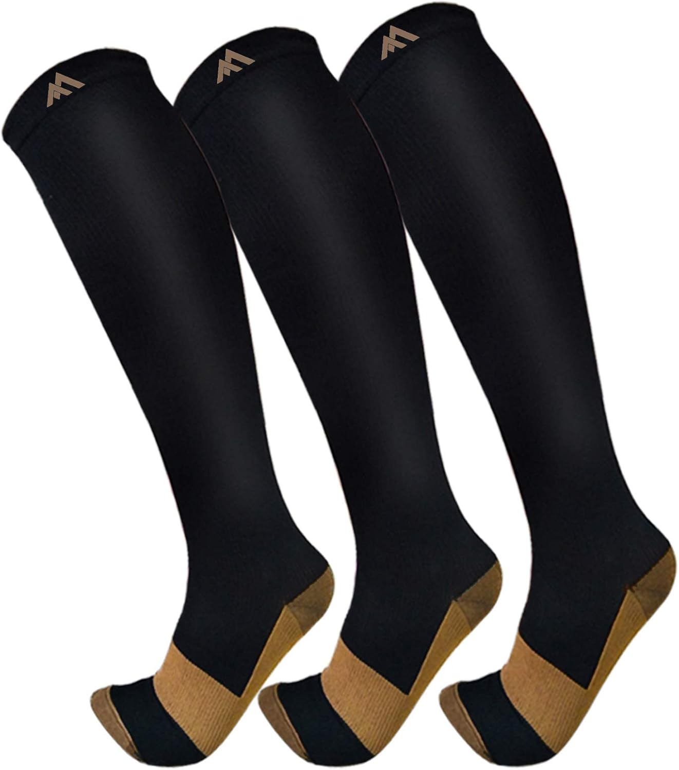 FuelMeFoot 3 Pack Copper Compression Socks - Compression Socks Women & Men Circu...