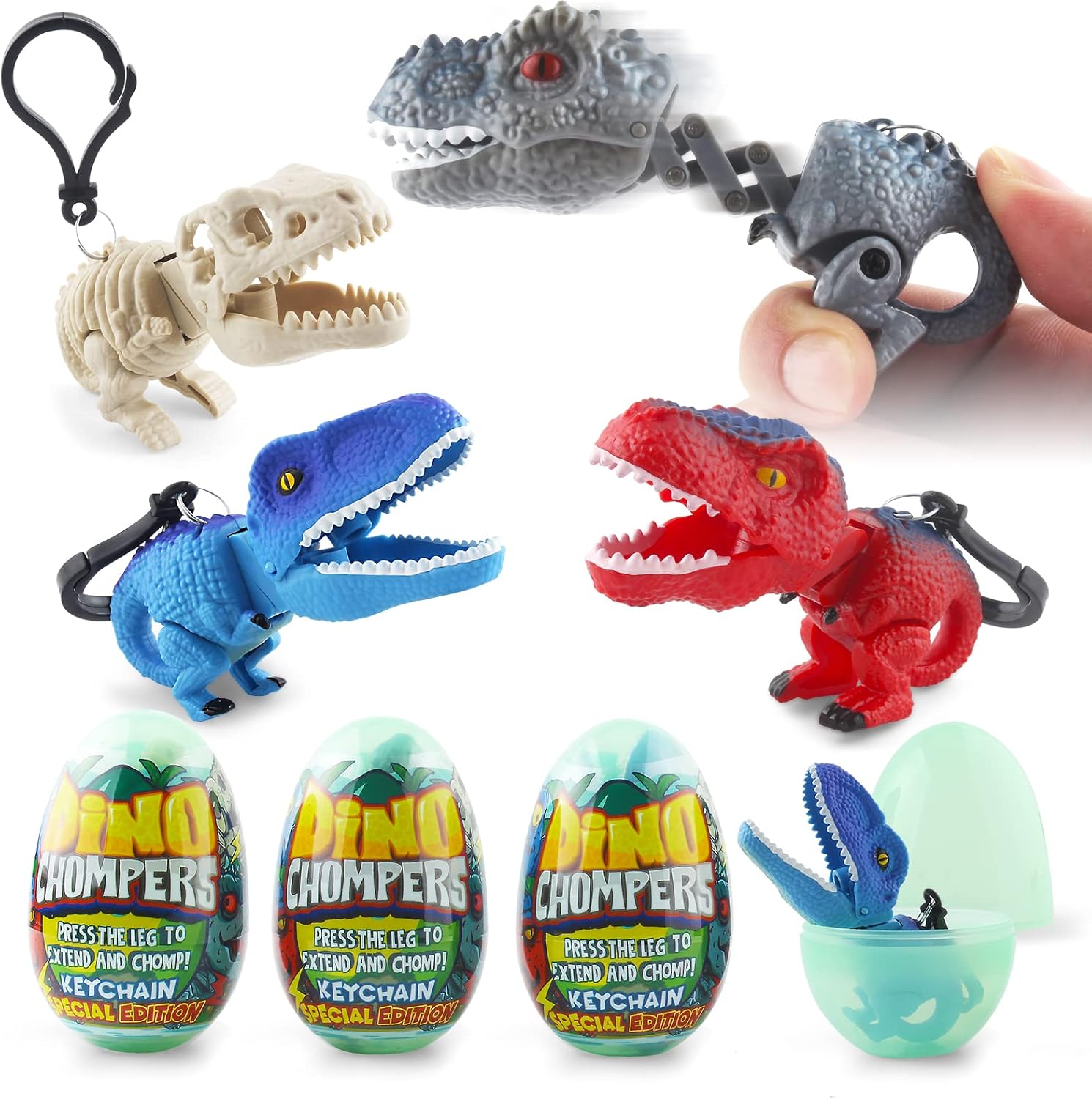 DINOBROS Easter Egg with Dinosaur Toys Filled for Kids, 4 Surprise Eggs Easter B...