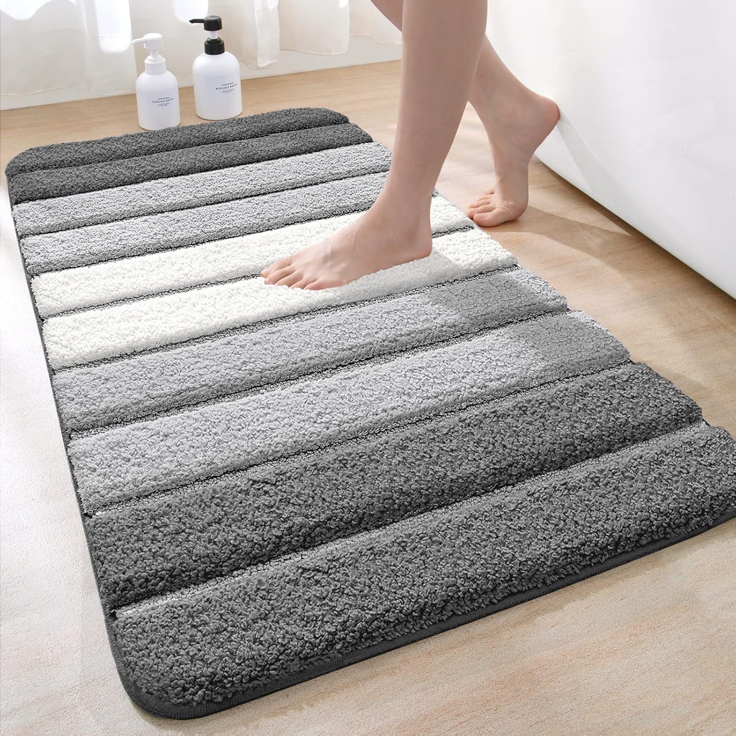DEXI Bath Mat 60 x 90 cm, Extra Soft Absorbent Microfiber, Non-Slip Washable Rug...