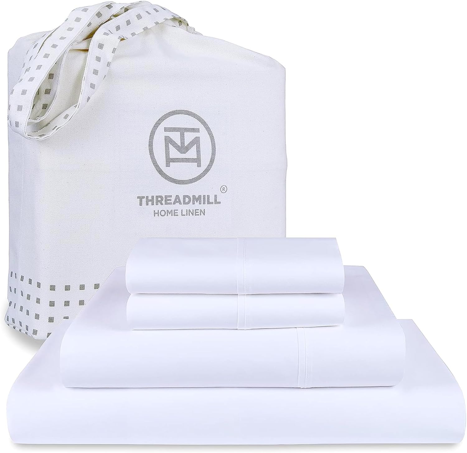 Threadmill Luxury 800 Thread Count King 100% Cotton Sheets - Hotel White Sateen...