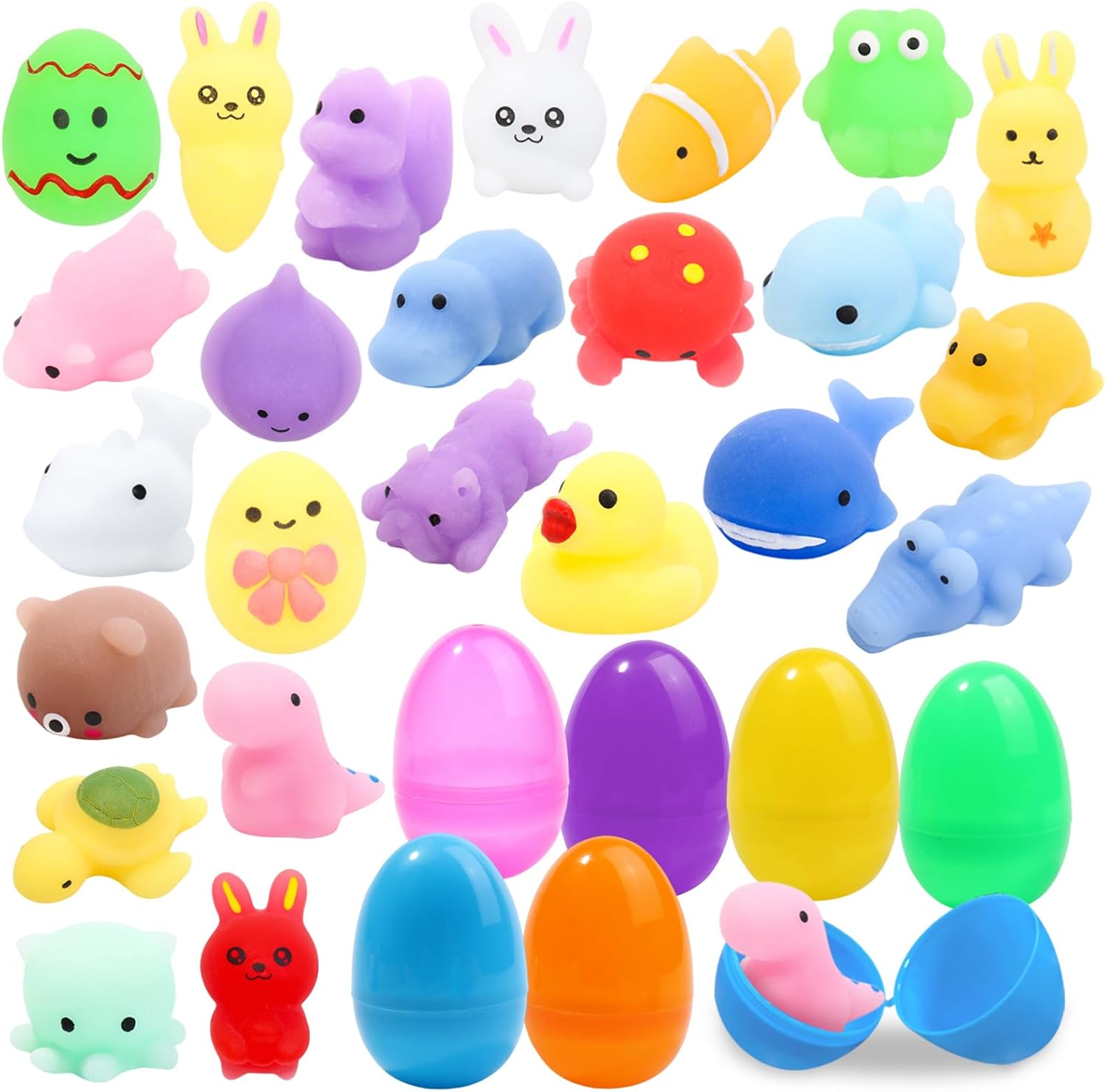 24PCS Easter Eggs Hunt Kit with Mochi Squishy Toys Set，Jsdoin Mini Mochi Party...