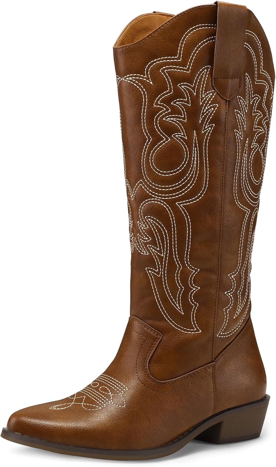 Stylish mysoft Women's Cowboy Boots, Unique Mid Calf Cowgirl Embroidered Boots w...