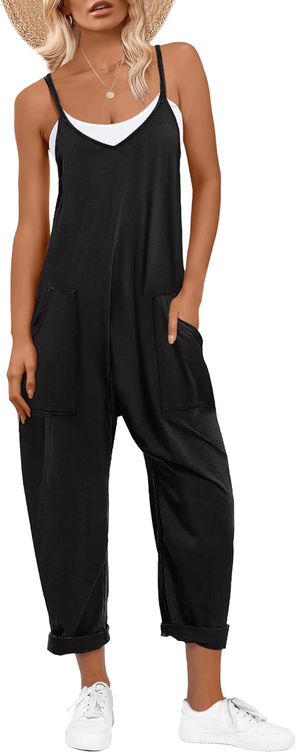 ANRABESS Jumpsuits for Women Casual Summer Overalls Sleeveless Spaghetti Strap R...