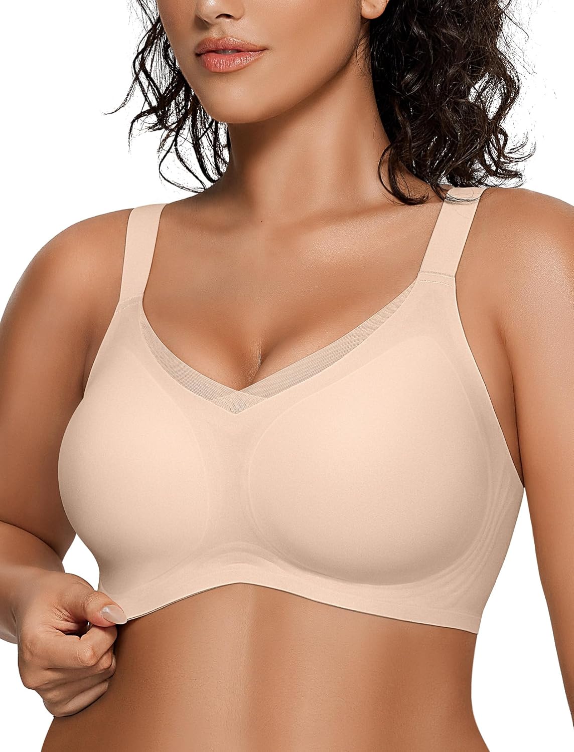 OEAK Womens Wireless Bras V Mesh Comfortable Bralette Supportive Tshirt Bra No U...