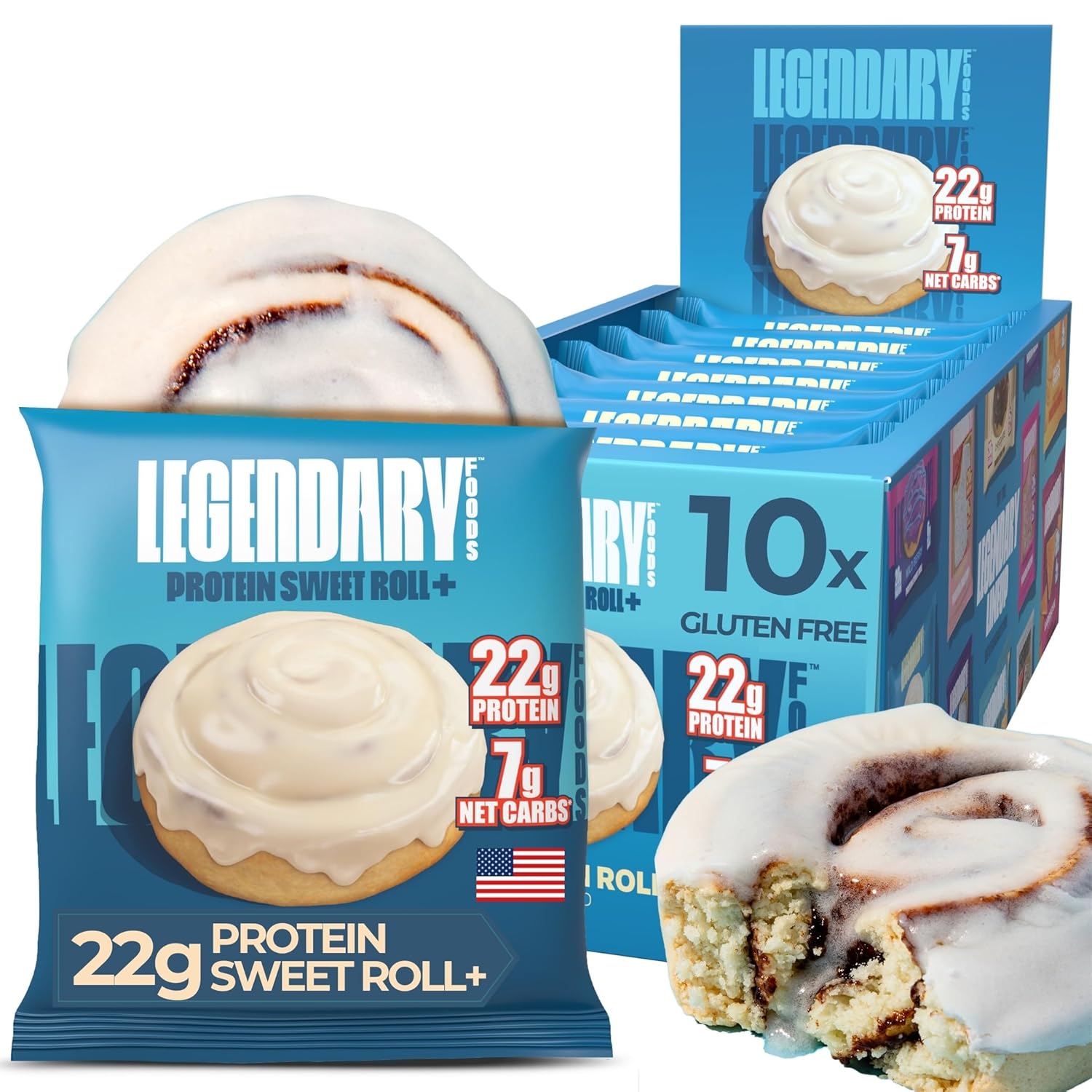 Legendary Foods 22g Protein Cinnamon Roll, Premium High Protein Bars with Unique...