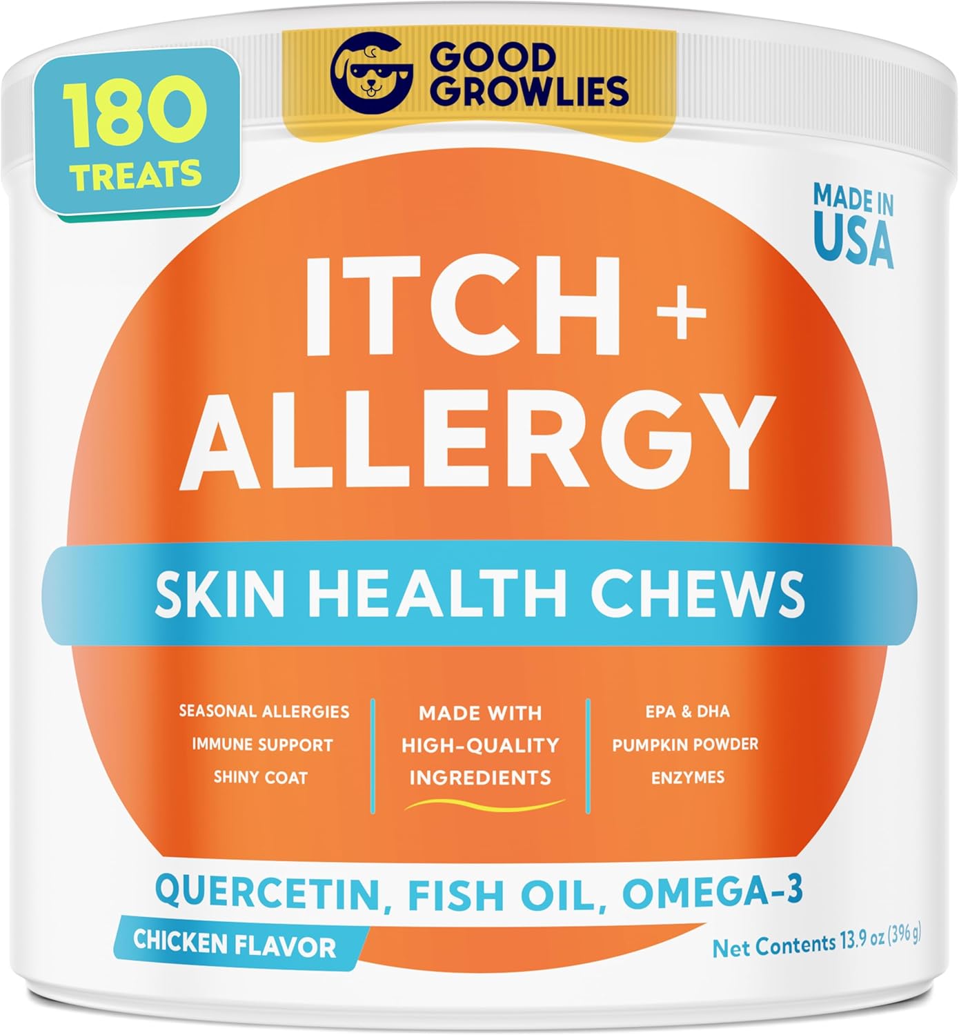 Dog Allergy Relief Chews — Anti-Itch Skin & Coat Supplement: No Fillers, Just Fl...