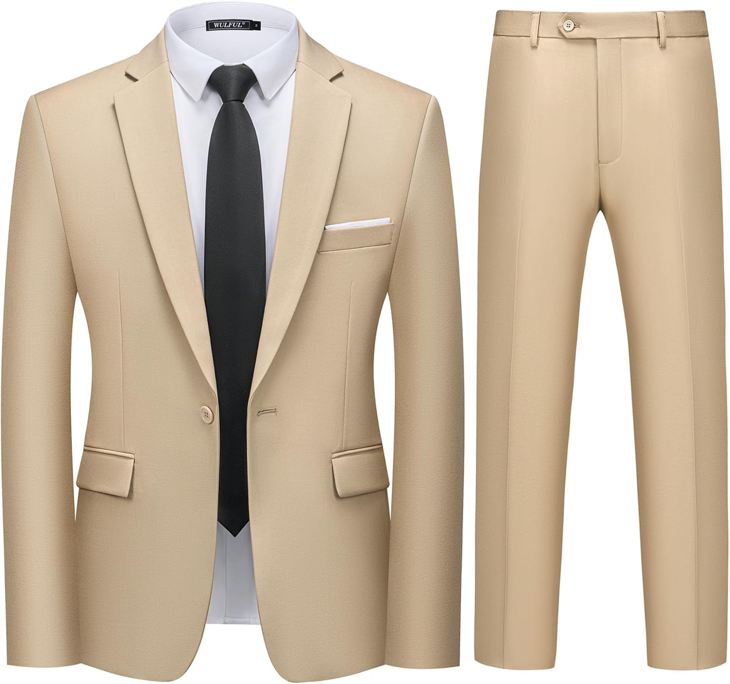 WULFUL Men's 2 Piece Slim Fit Suit Set One Button Blazer Jacket Pants Tuxedo Set...