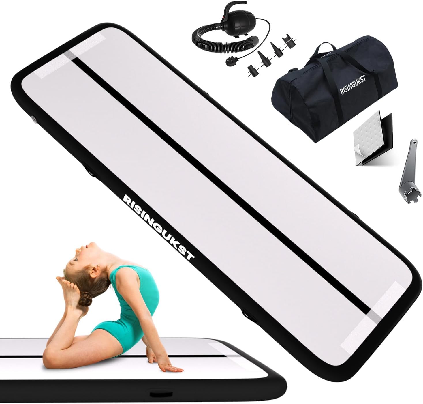Air Gymnastics Track Tumbling Mat Inflatable, 6.6ft 10ft 13ft 16ft 20ft Training...