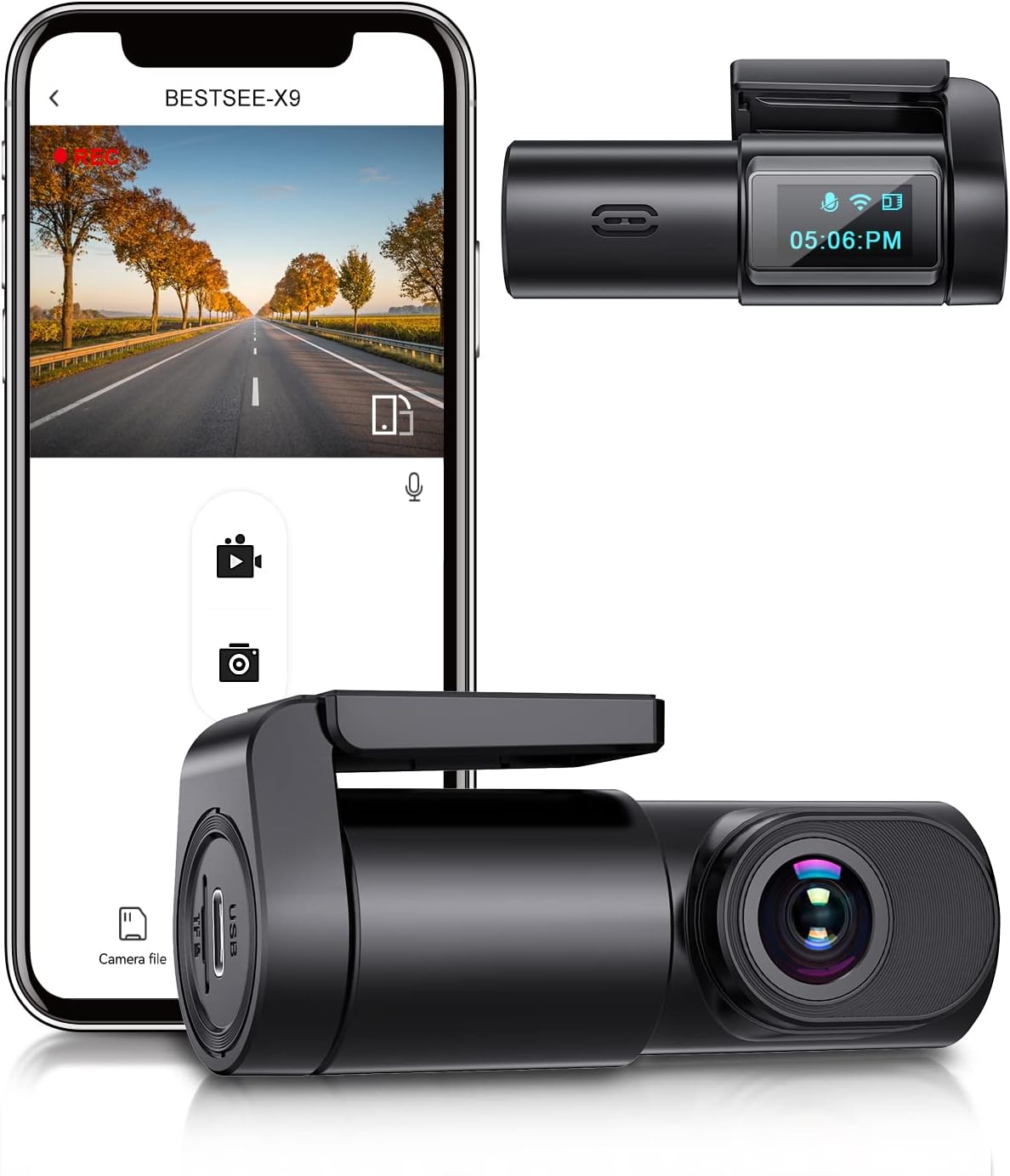 Dash Cam Front, 1080P Mini WiFi DashCam for Cars,...
