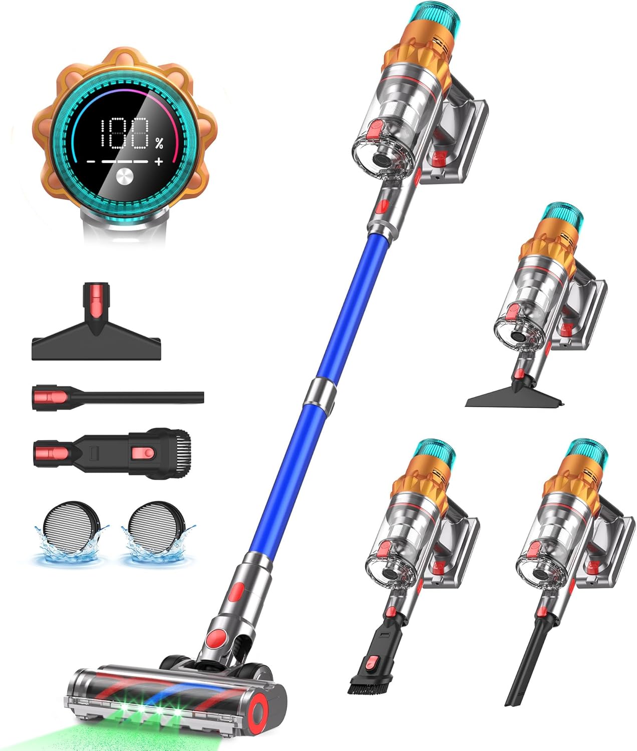 High-Quality Cordless Vacuum, Versatile 8-in-1 Stick Vacuum Cleaner, Powerful Re...