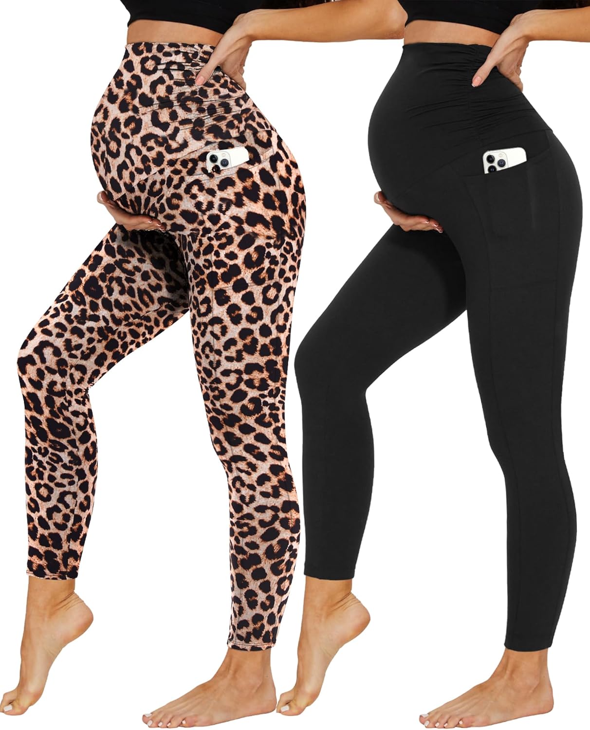 2 Pack Maternity Leggings, Special Over Bump Leggings with Pockets, High-Quality...