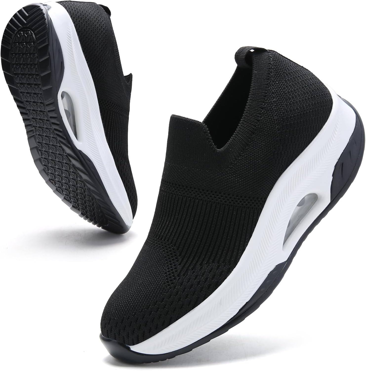 Womens Trainers Slip On Air Cushion Arch Support Memory Foam Comfort Walking Sne...