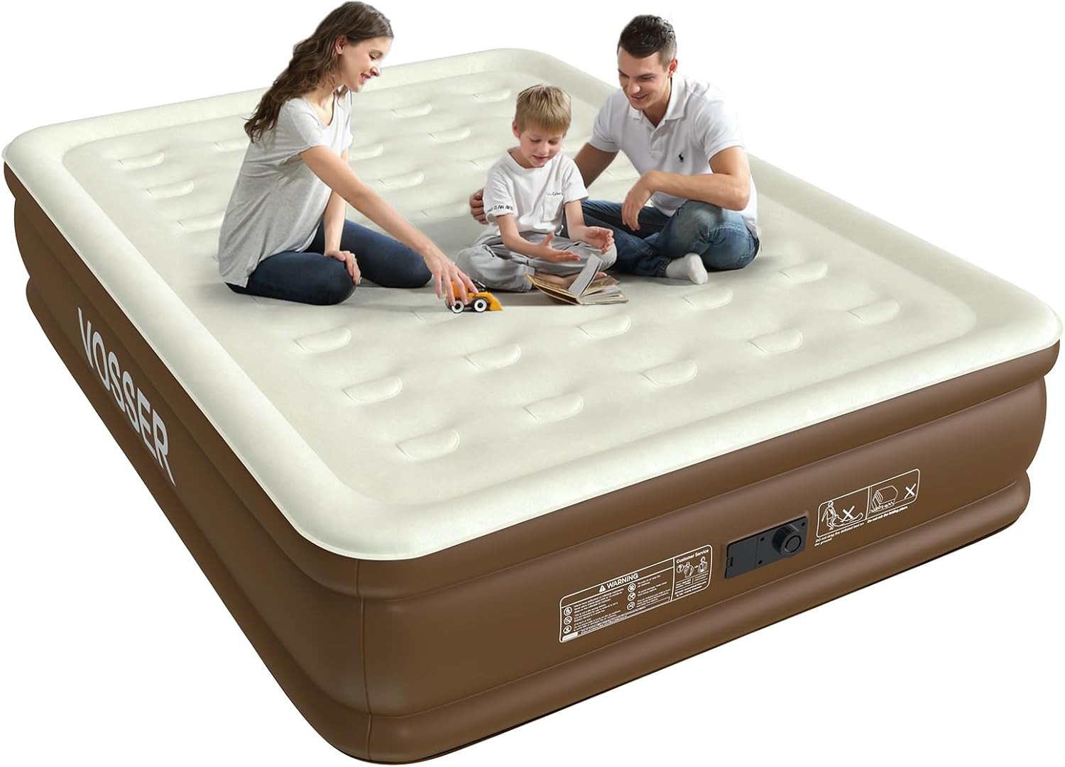 Air Mattress Queen with Built-in Pump,Leakproof Blow Up Mattress with Flocked To...
