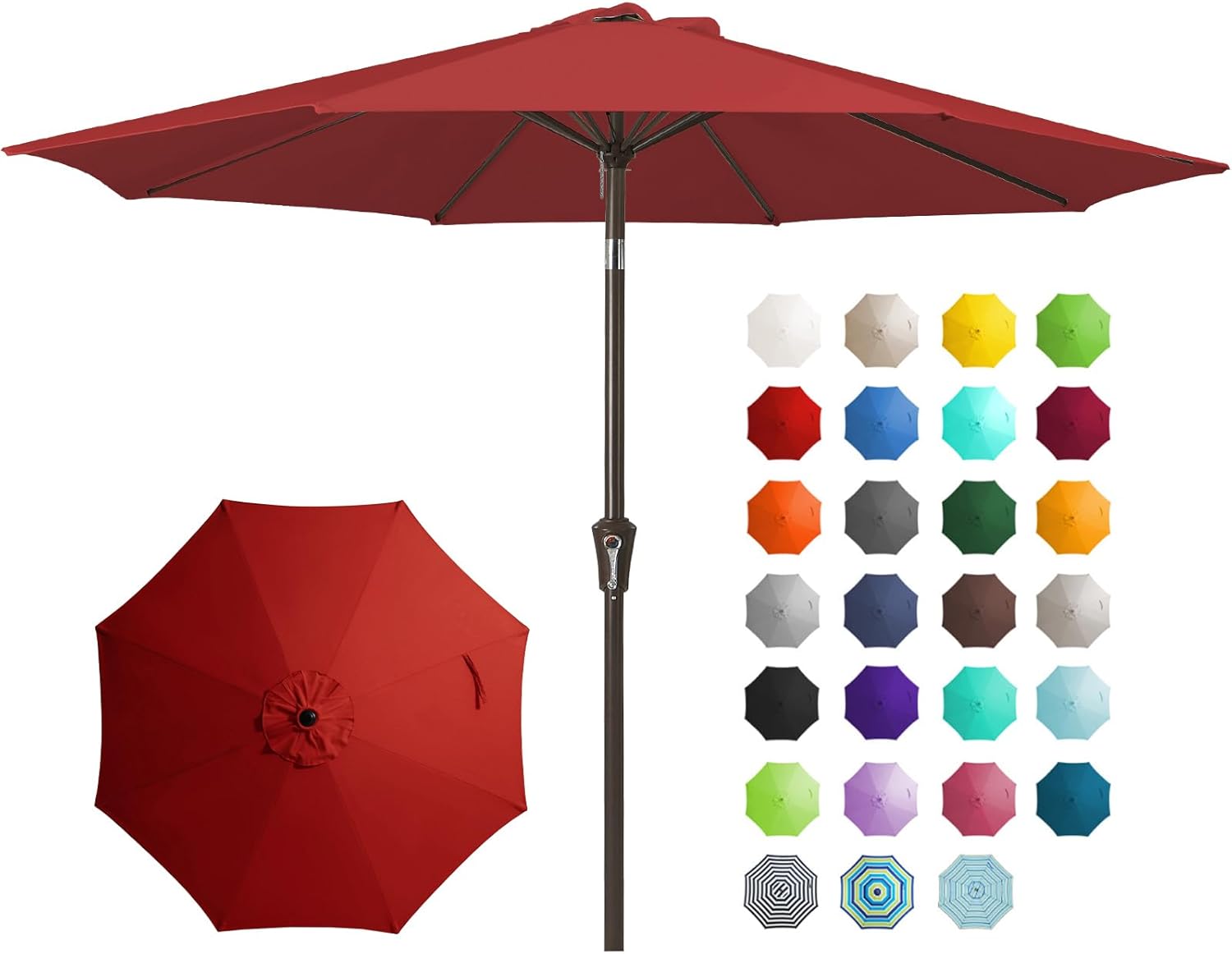 JEAREY 9FT Outdoor Patio Umbrella Outdoor Table Umbrella with Push Button Tilt a...