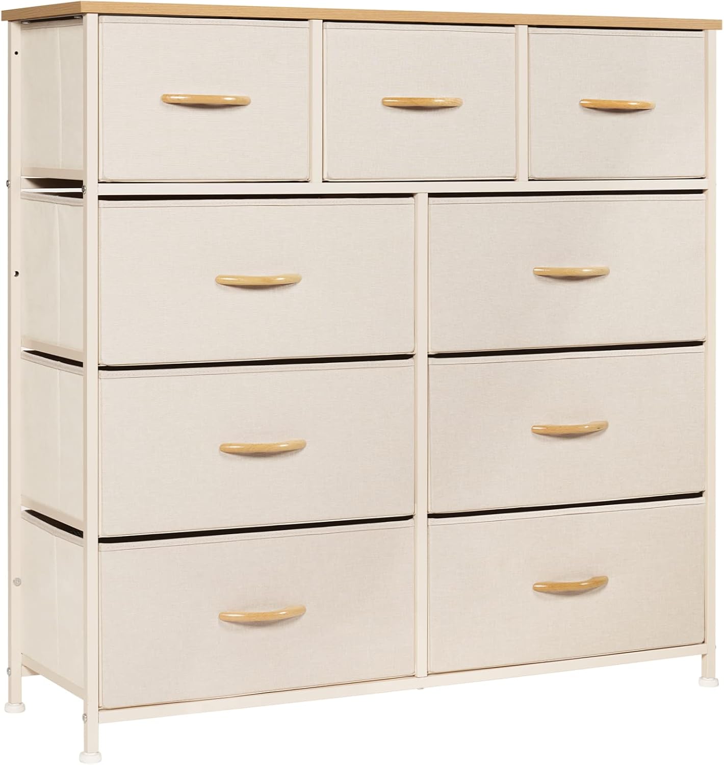 LYNCOHOME Chest of Drawers, Bedroom Drawers, Fabric Dresser with Wood Top and La...